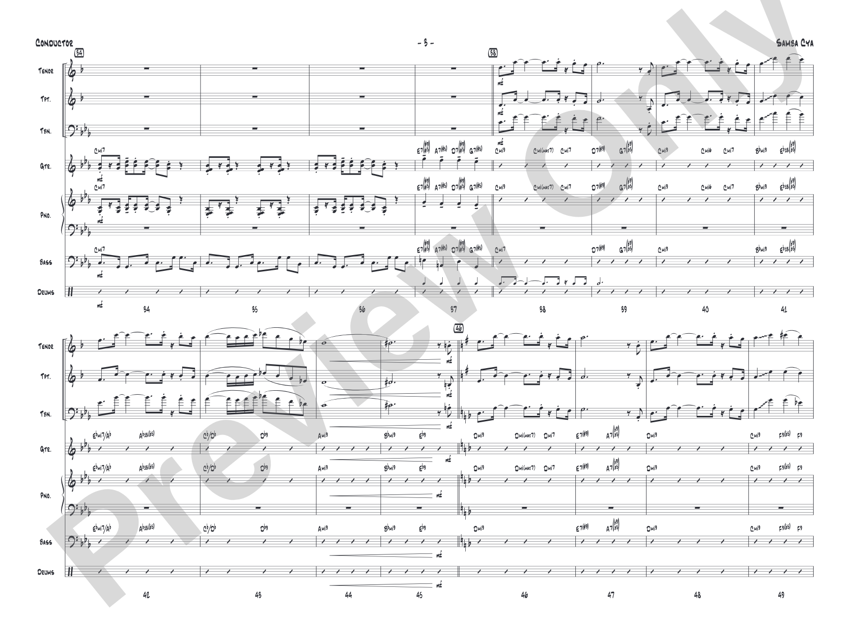 Samba Cya: Jazz Ensemble Conductor Score & Parts
