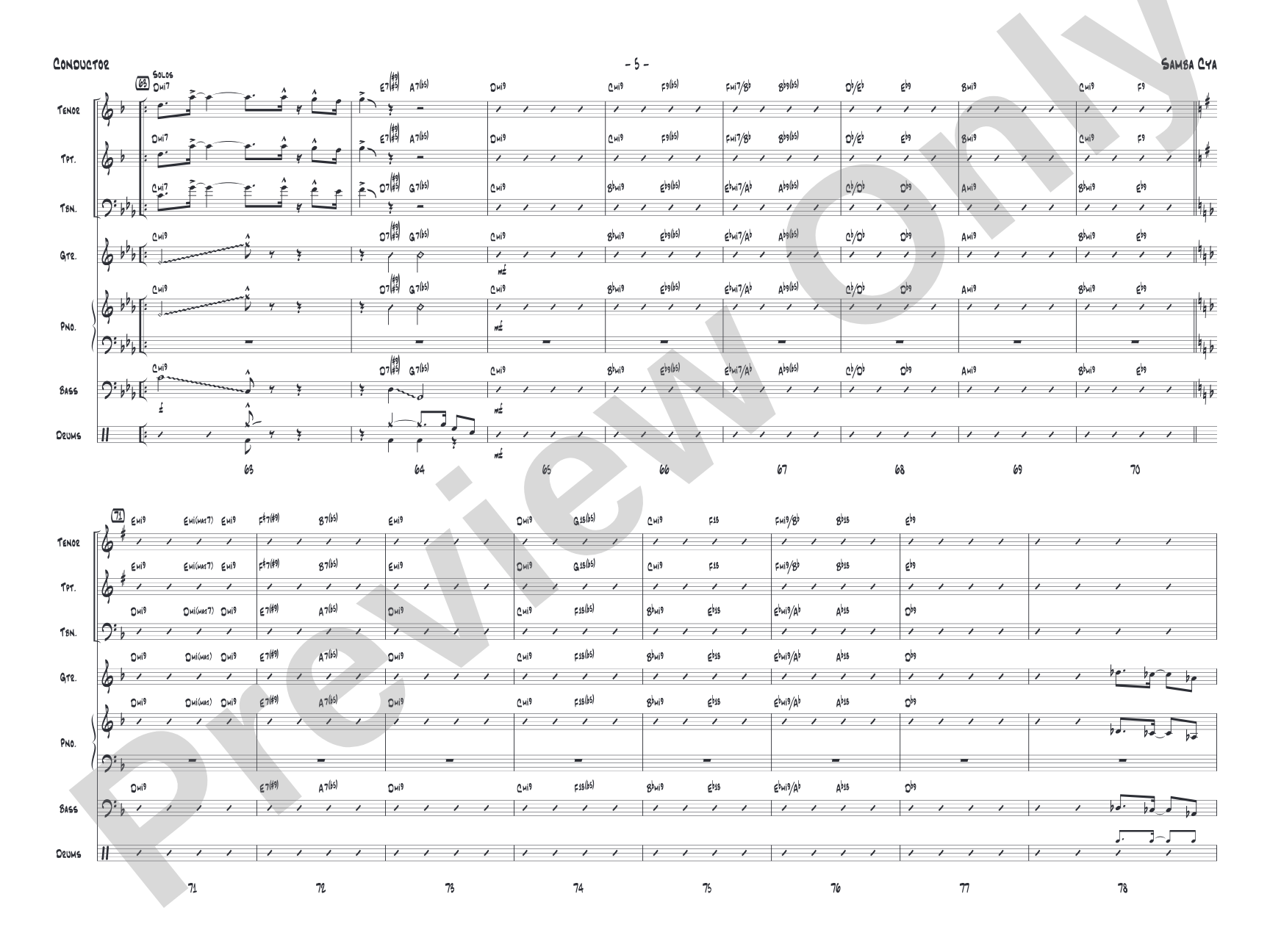 Samba Cya: Jazz Ensemble Conductor Score & Parts
