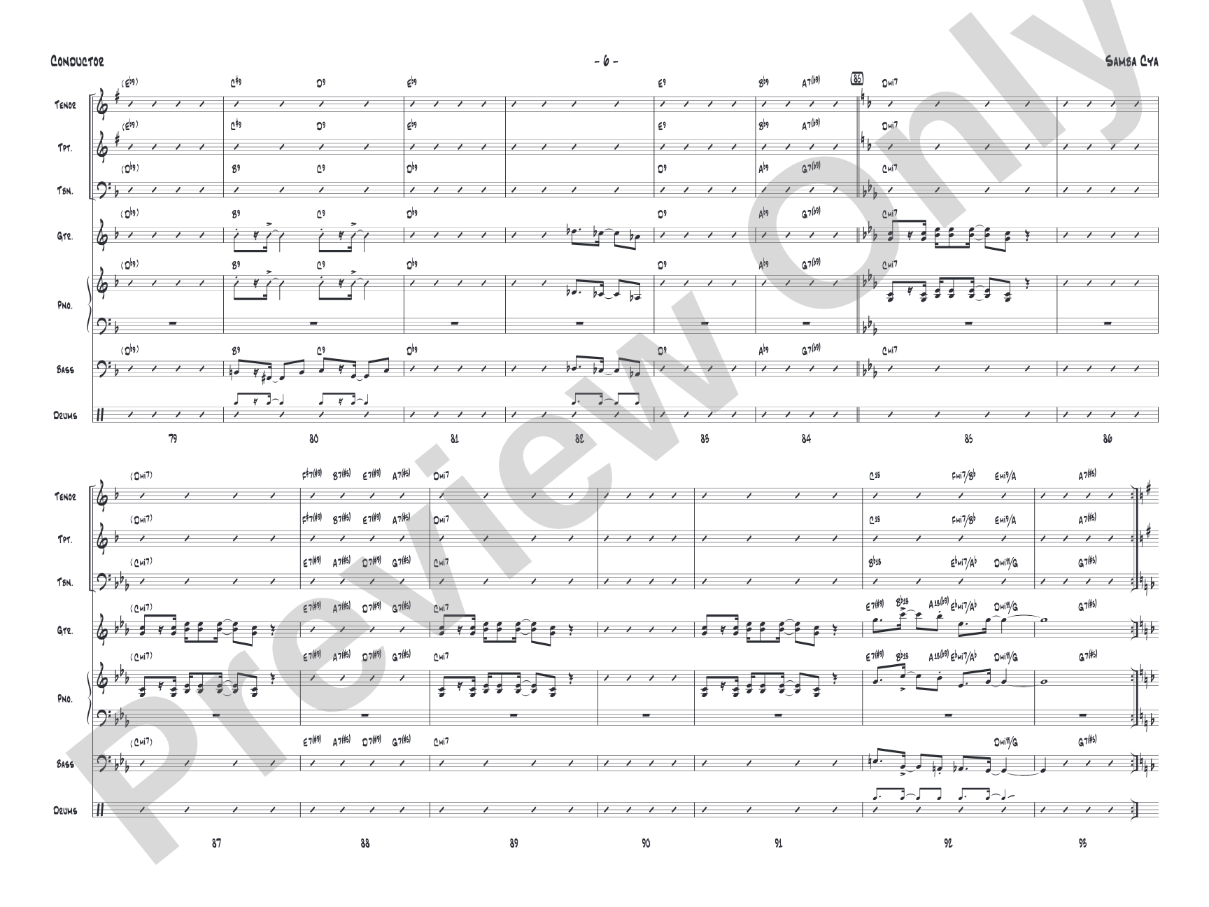 Samba Cya: Jazz Ensemble Conductor Score & Parts