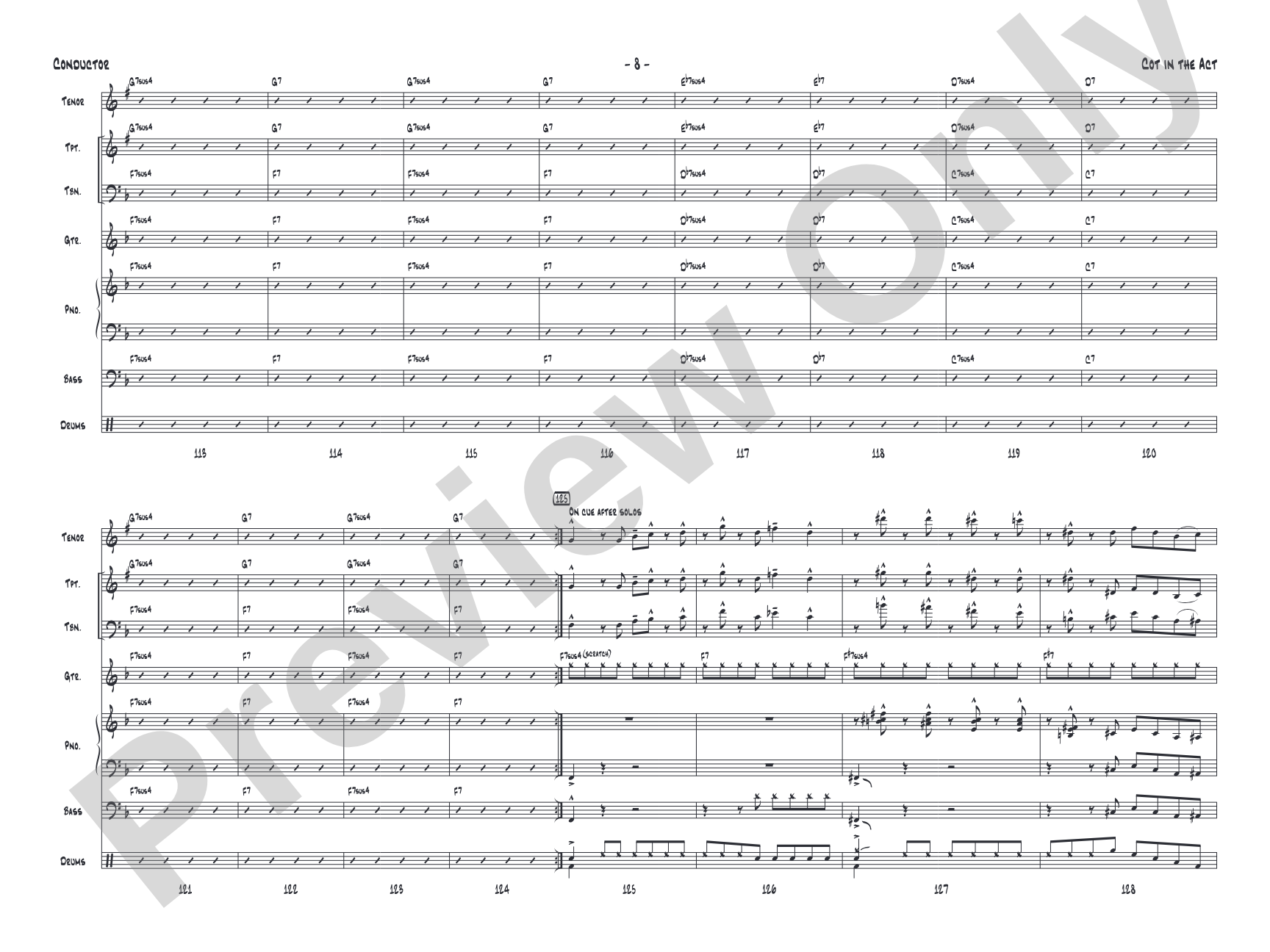 Cot in the Act: Jazz Ensemble Conductor Score & Parts
