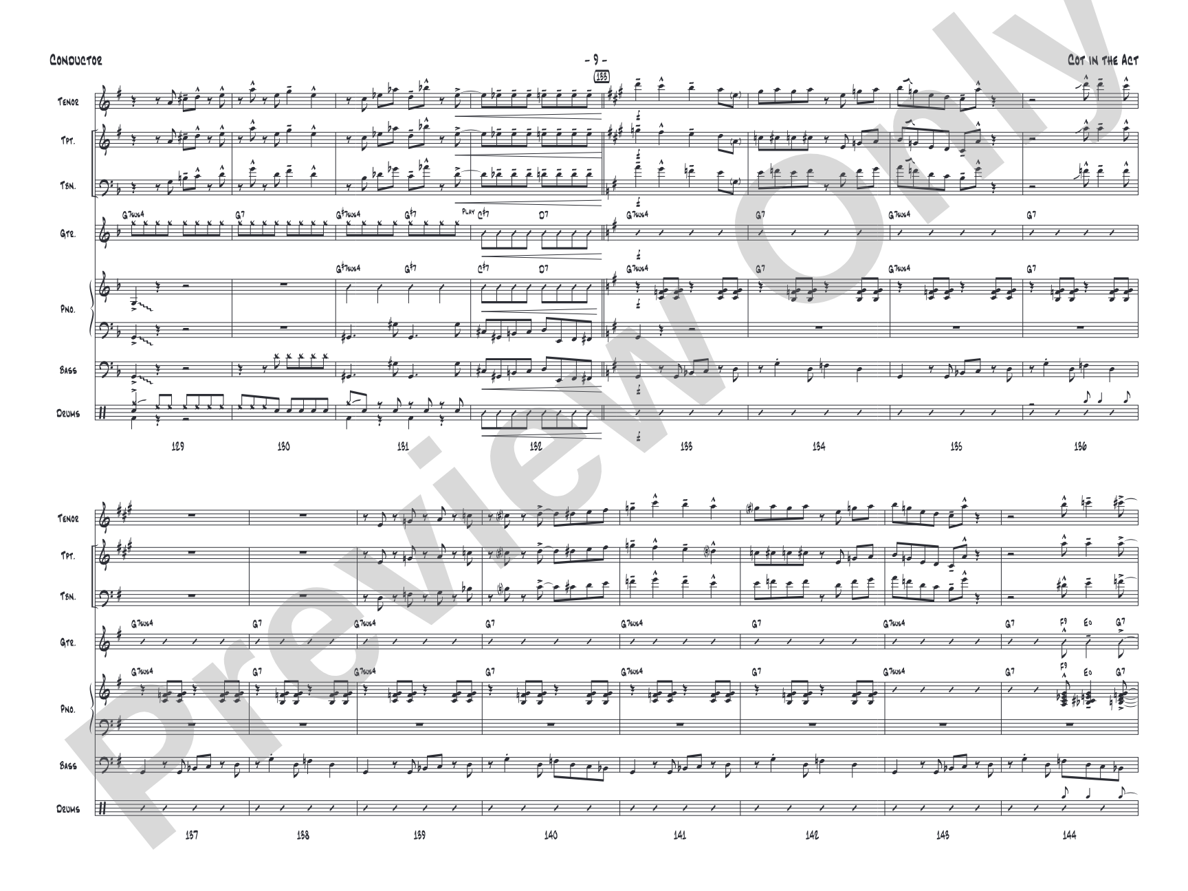 Cot in the Act: Jazz Ensemble Conductor Score & Parts