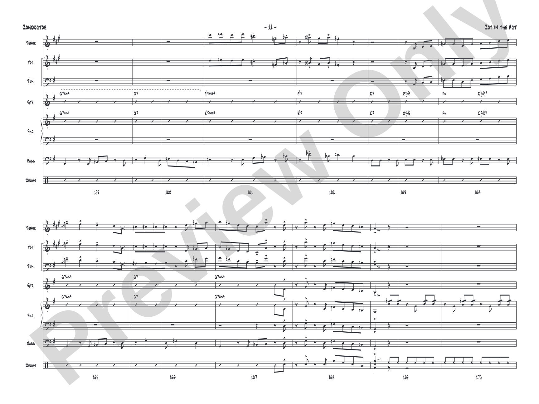 Cot in the Act: Jazz Ensemble Conductor Score & Parts