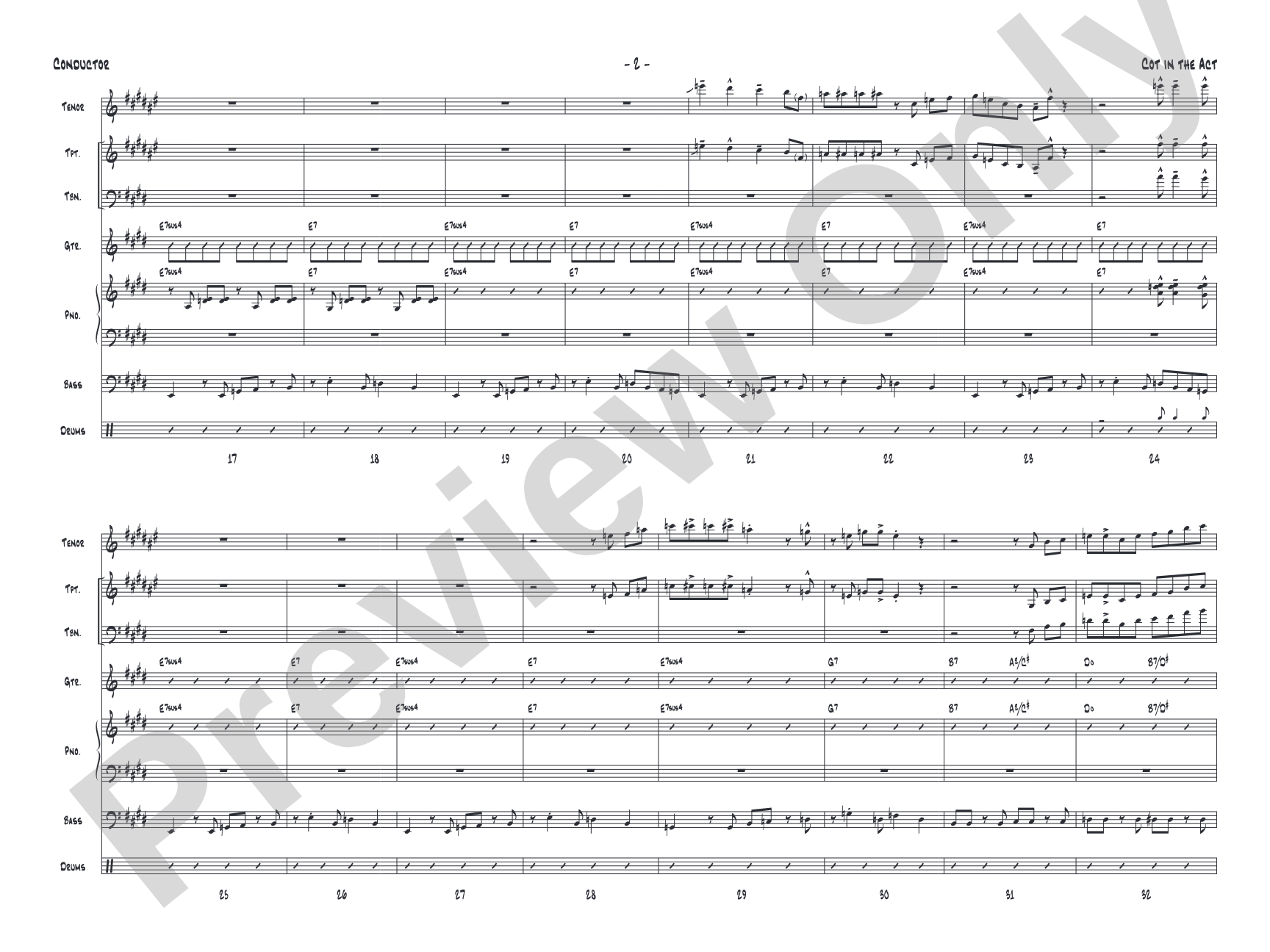 Cot in the Act: Jazz Ensemble Conductor Score & Parts
