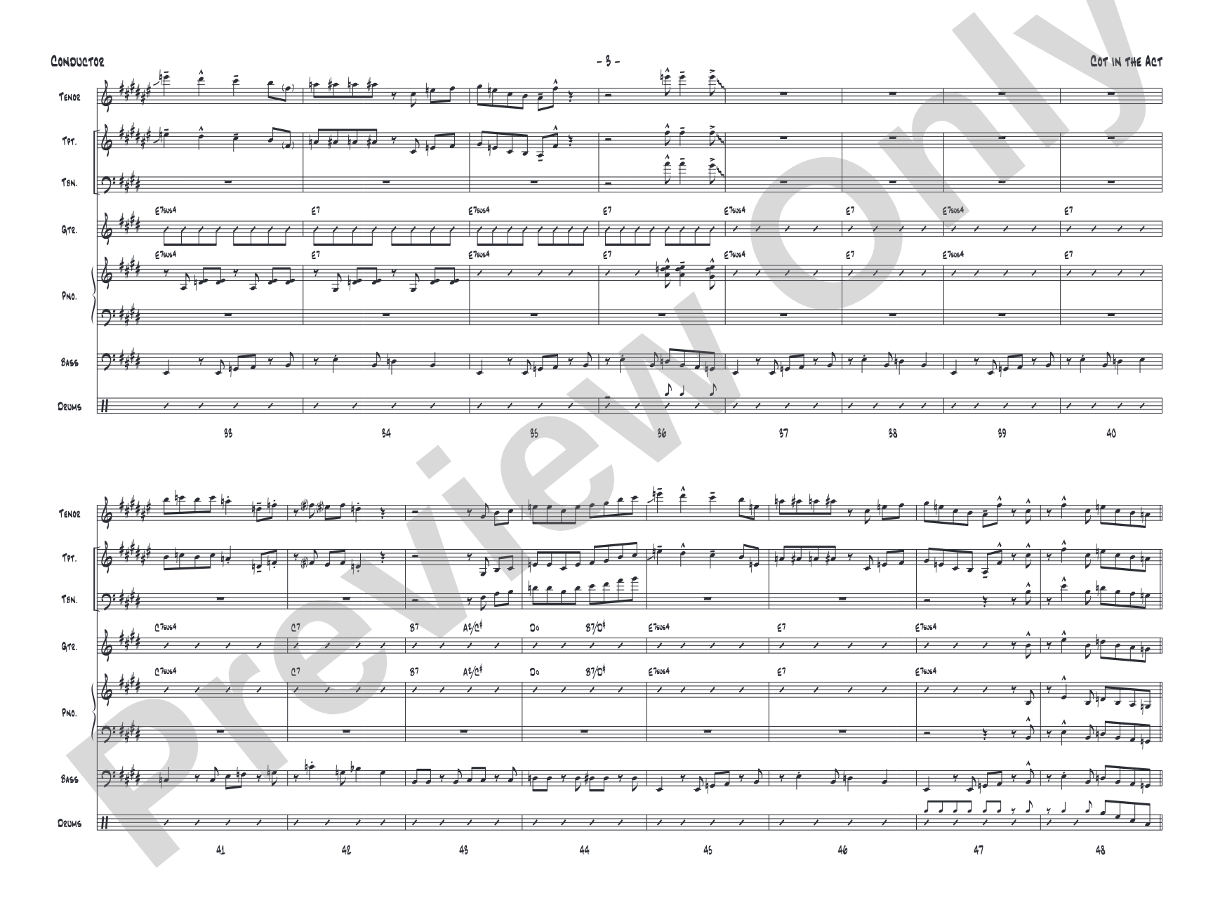 Cot in the Act: Jazz Ensemble Conductor Score & Parts