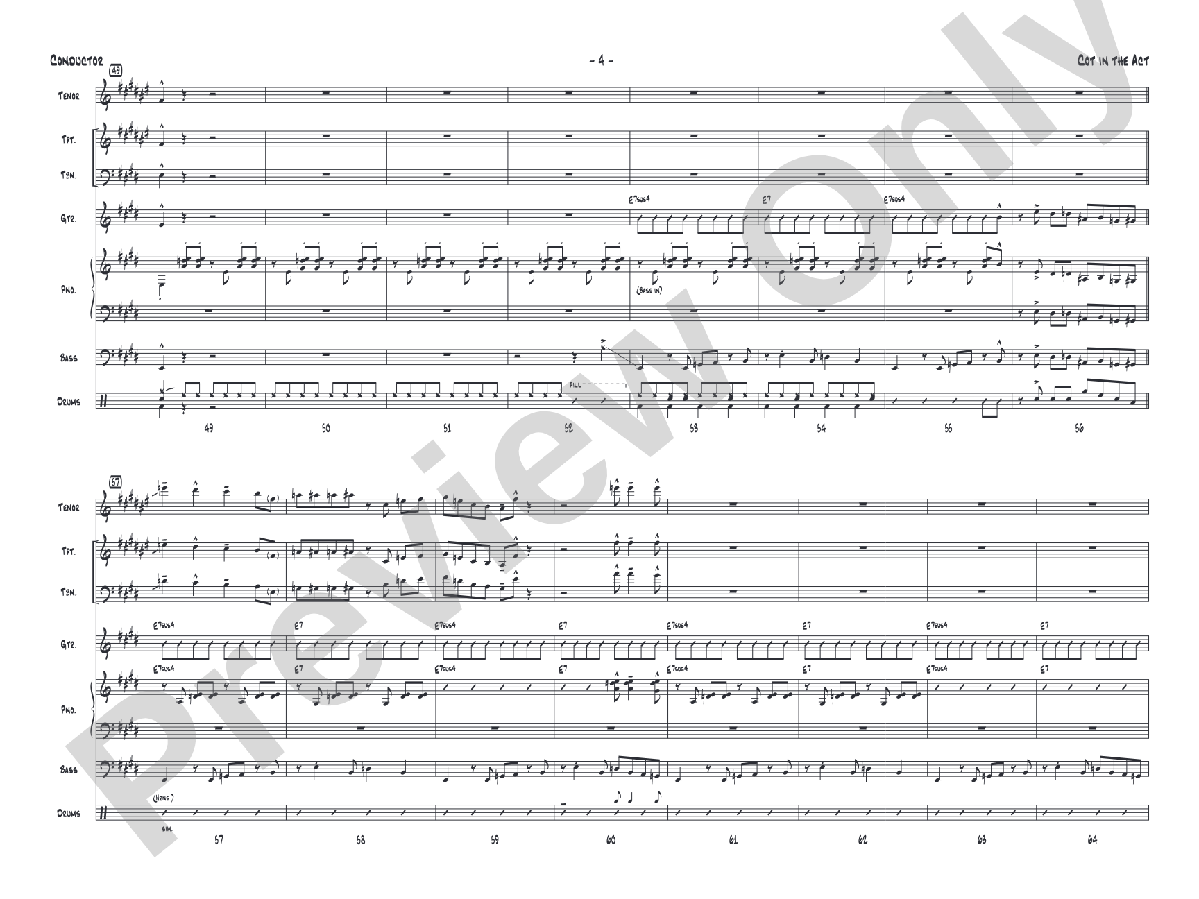 Cot in the Act: Jazz Ensemble Conductor Score & Parts