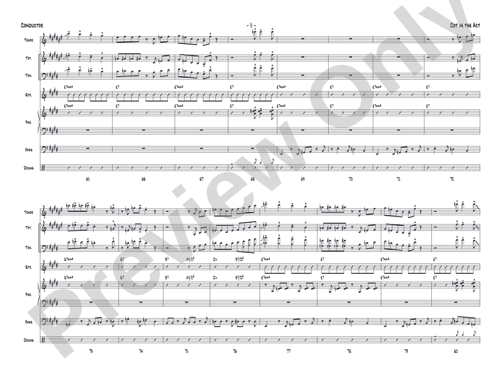 Cot in the Act: Jazz Ensemble Conductor Score & Parts