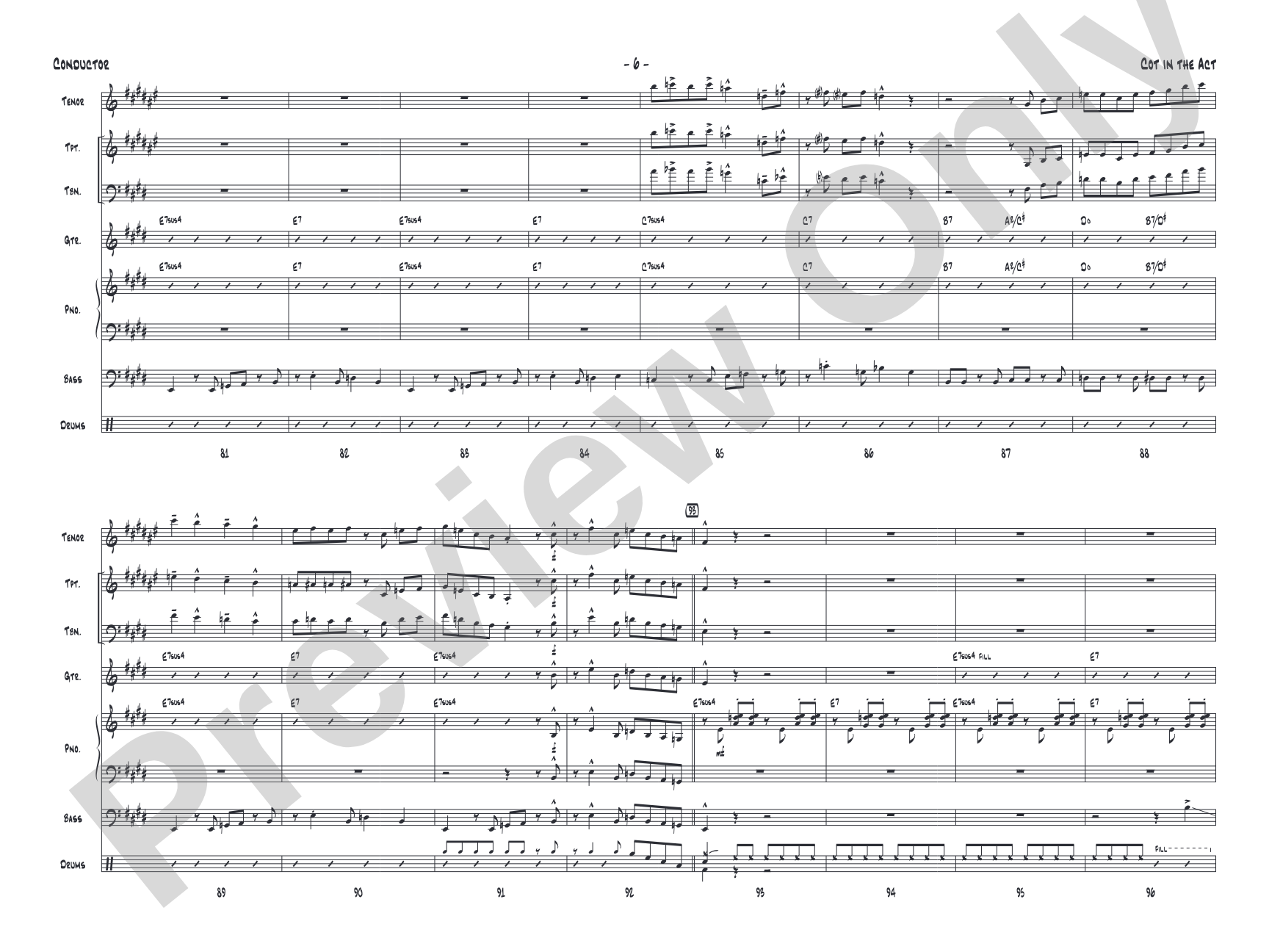 Cot in the Act: Jazz Ensemble Conductor Score & Parts