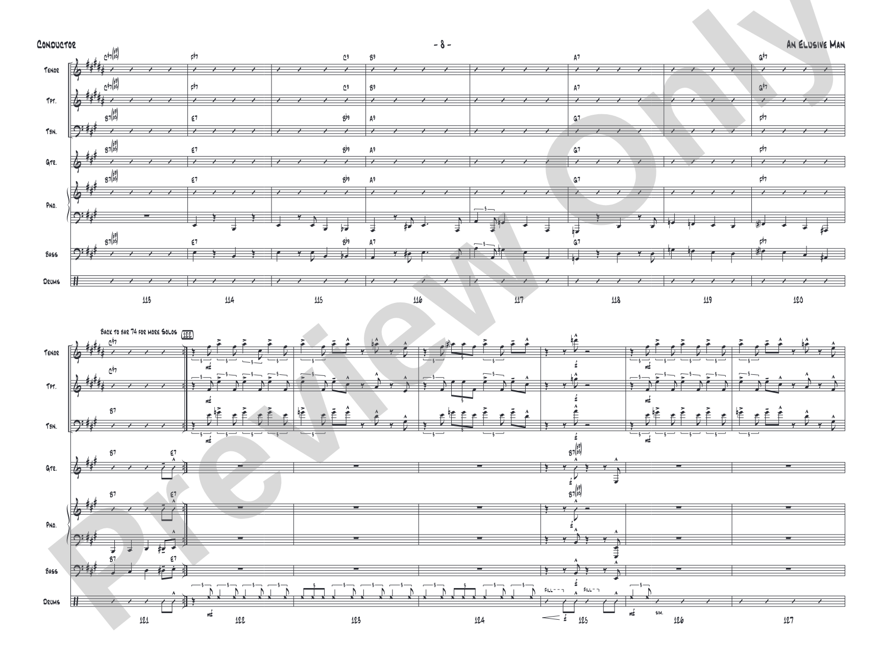 An Elusive Man: Jazz Ensemble Conductor Score & Parts