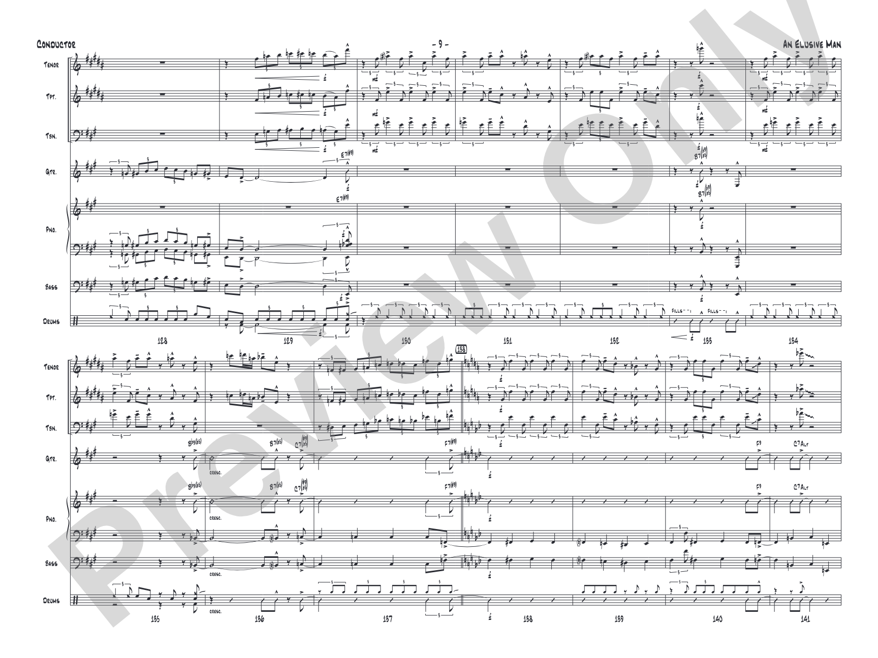 An Elusive Man: Jazz Ensemble Conductor Score & Parts