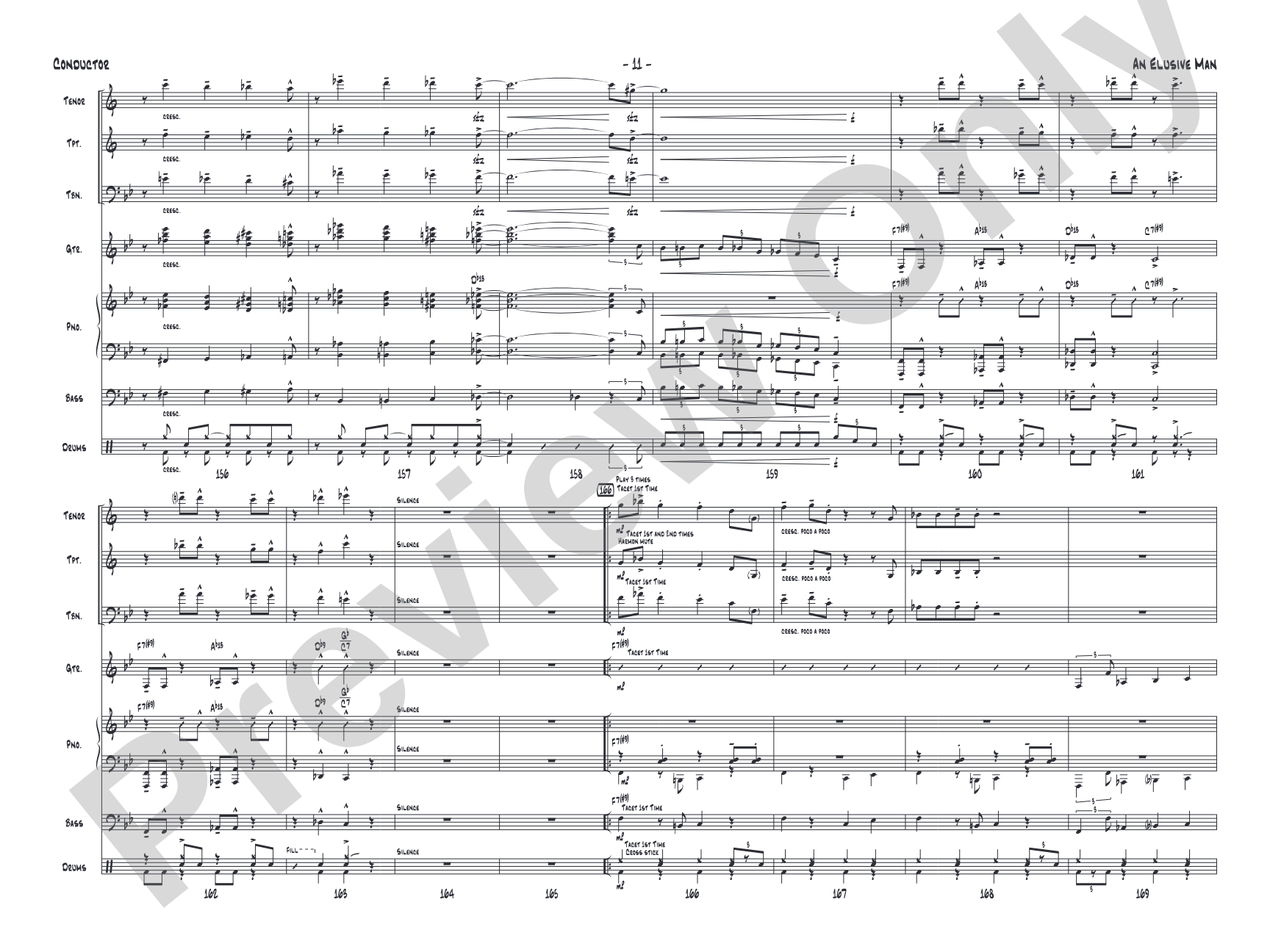 An Elusive Man: Jazz Ensemble Conductor Score & Parts