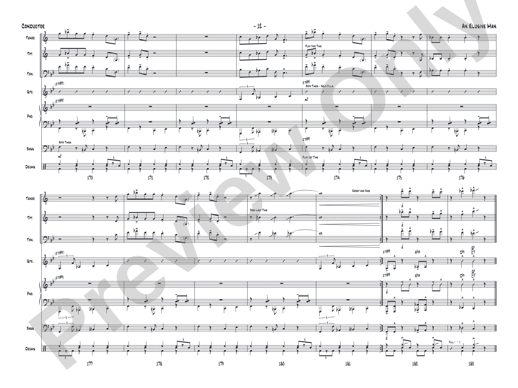 An Elusive Man: Jazz Ensemble Conductor Score & Parts