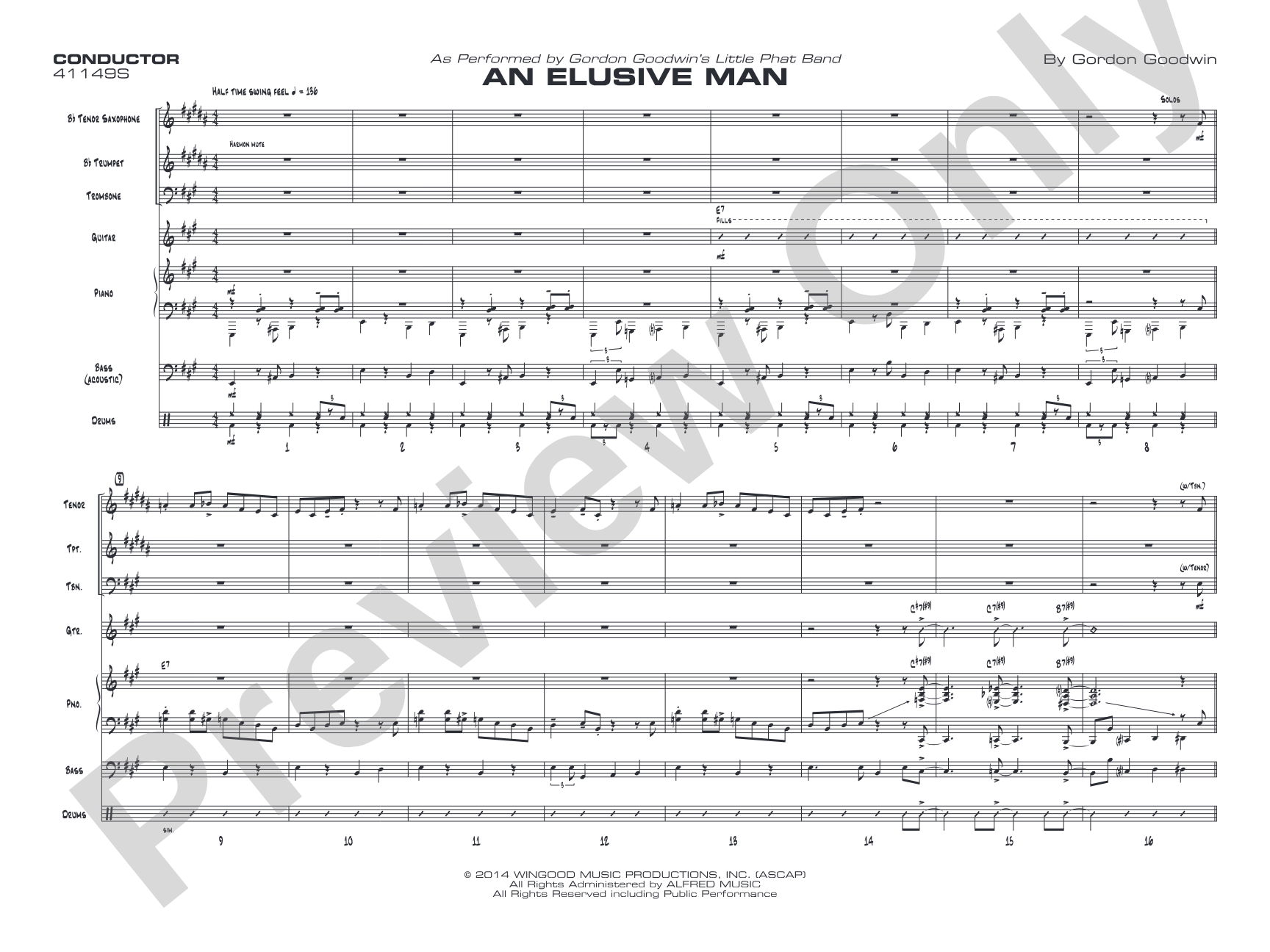 An Elusive Man: Jazz Ensemble Conductor Score & Parts