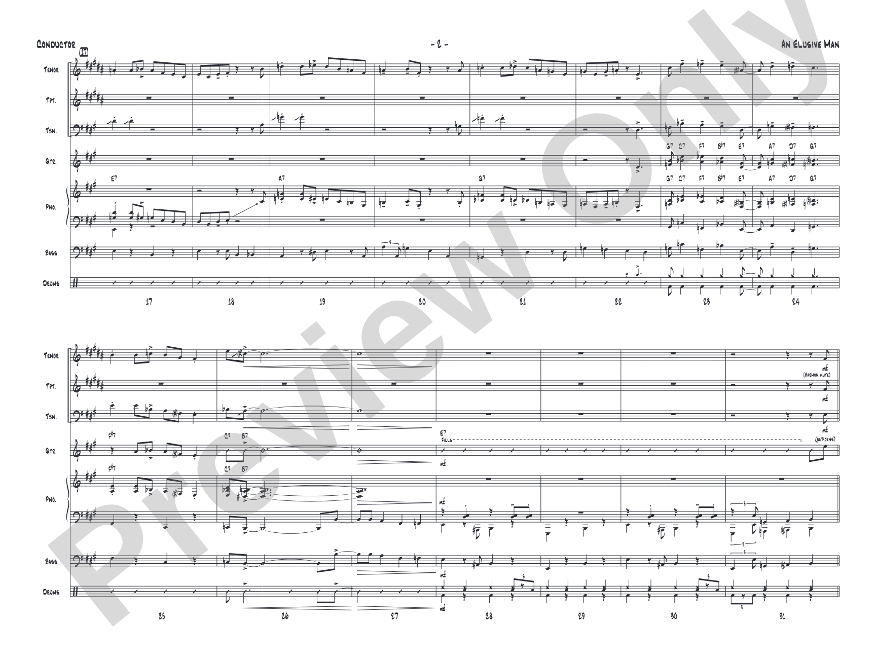 An Elusive Man: Jazz Ensemble Conductor Score & Parts