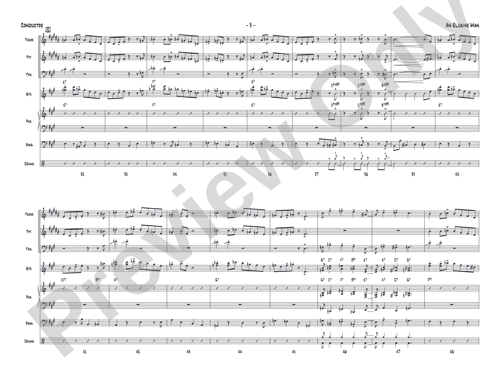 An Elusive Man: Jazz Ensemble Conductor Score & Parts