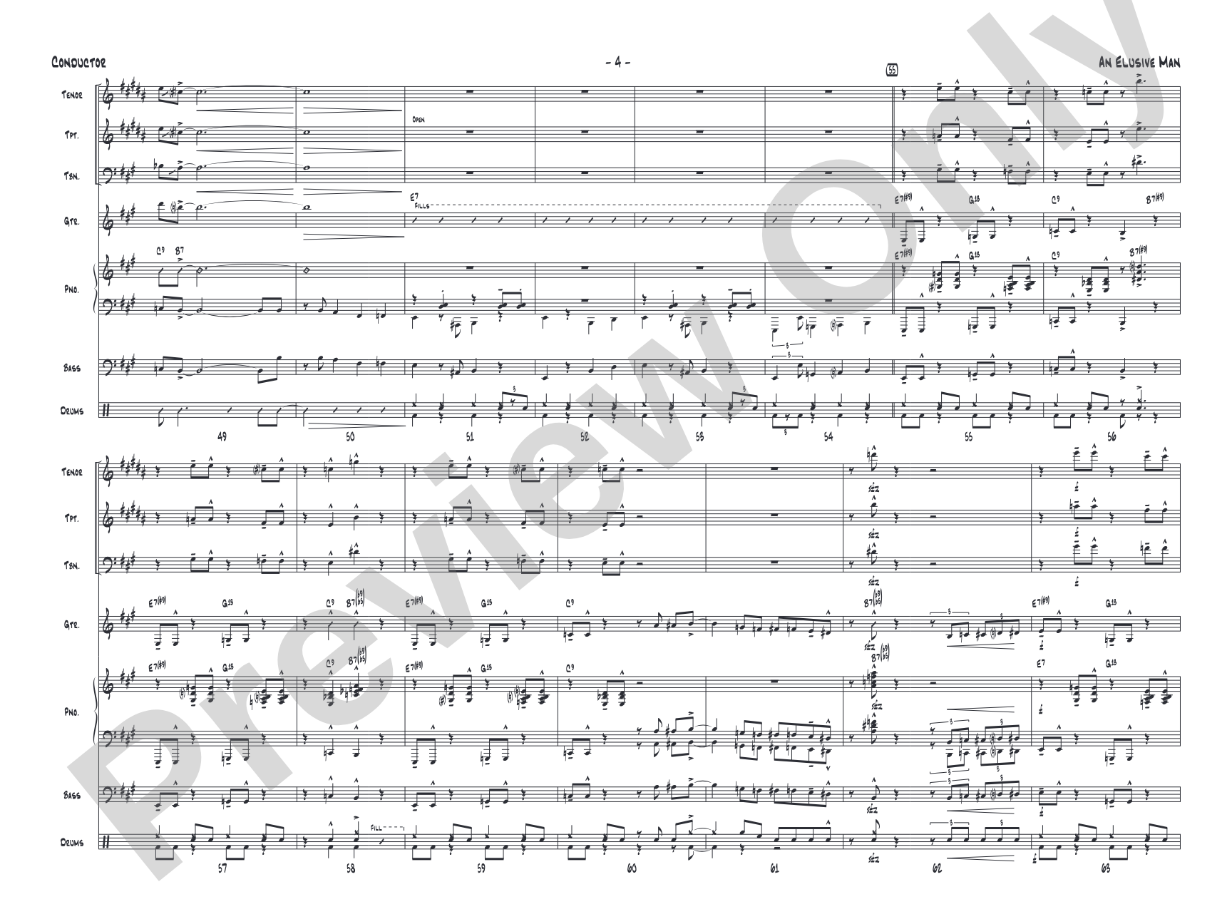 An Elusive Man: Jazz Ensemble Conductor Score & Parts
