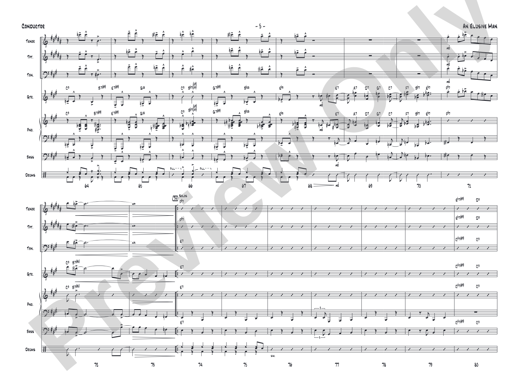 An Elusive Man: Jazz Ensemble Conductor Score & Parts