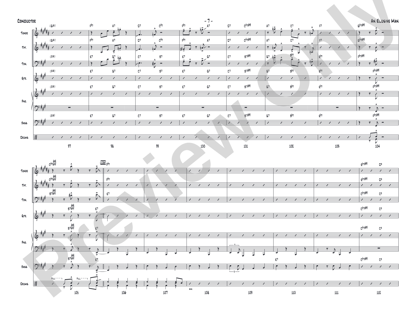 An Elusive Man: Jazz Ensemble Conductor Score & Parts