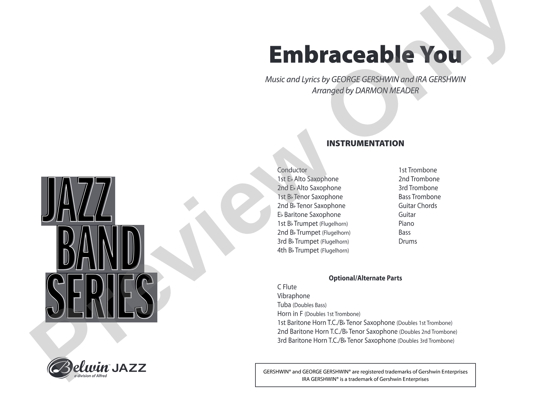 Embraceable You: Jazz Ensemble Conductor Score & Parts