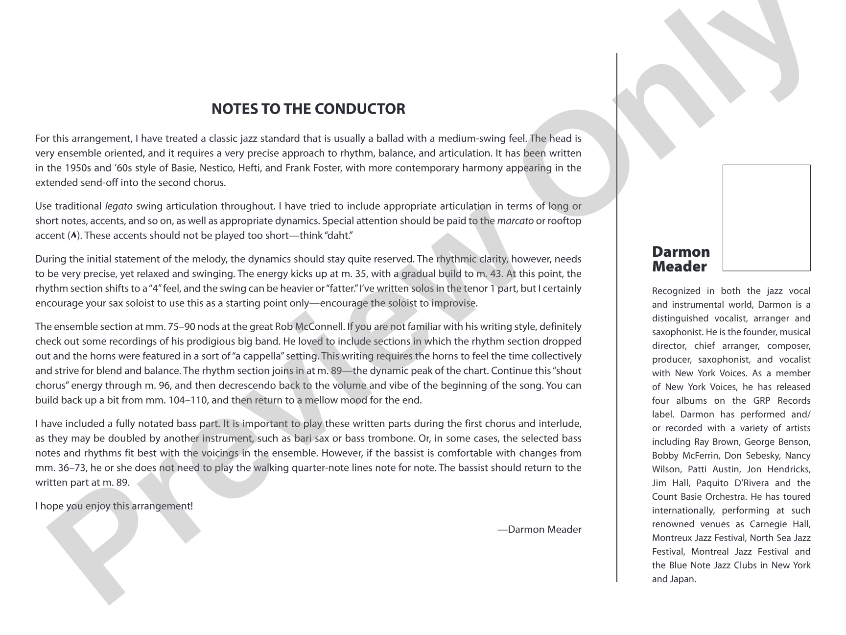 Embraceable You: Jazz Ensemble Conductor Score & Parts