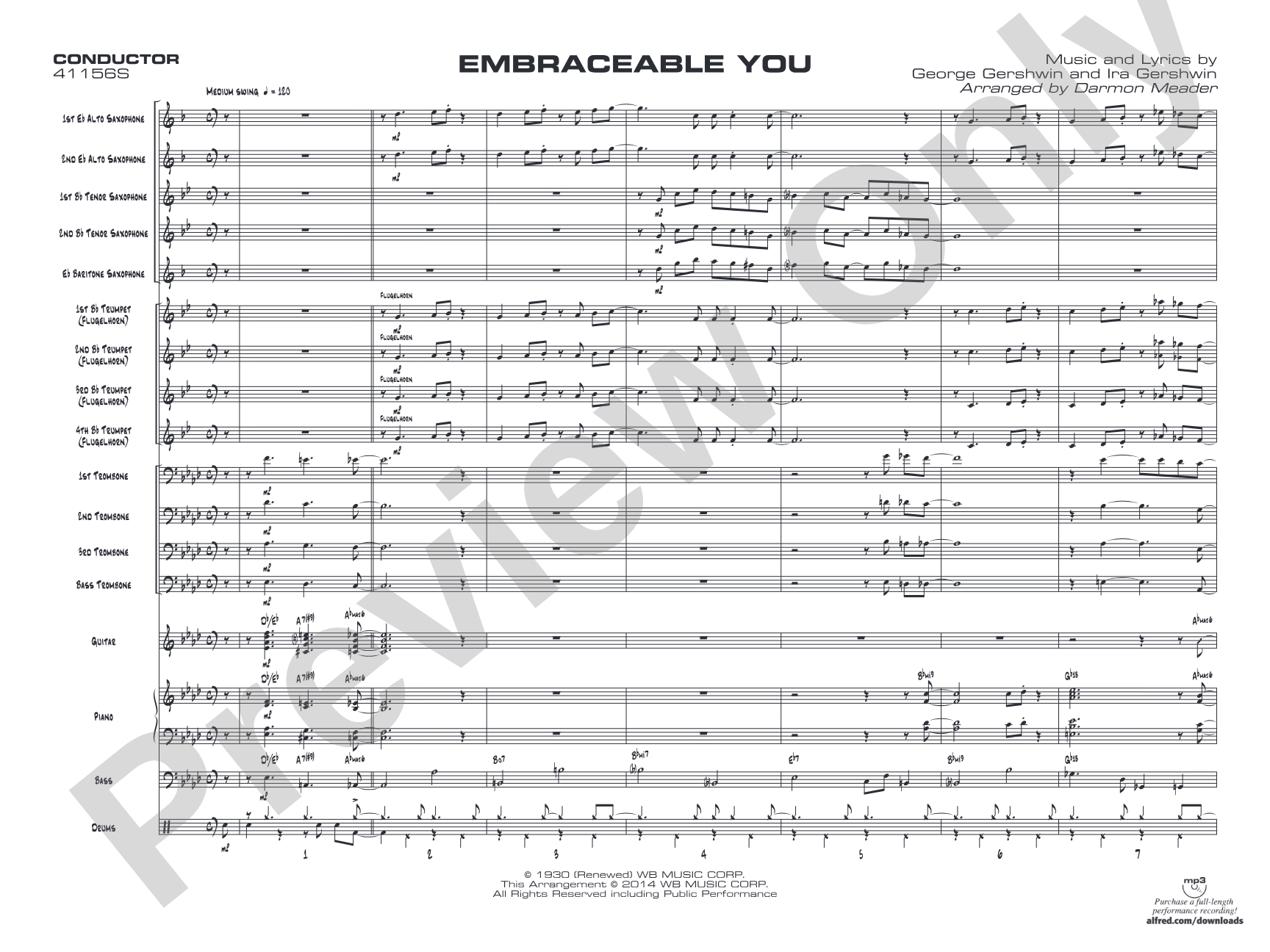 Embraceable You: Jazz Ensemble Conductor Score & Parts