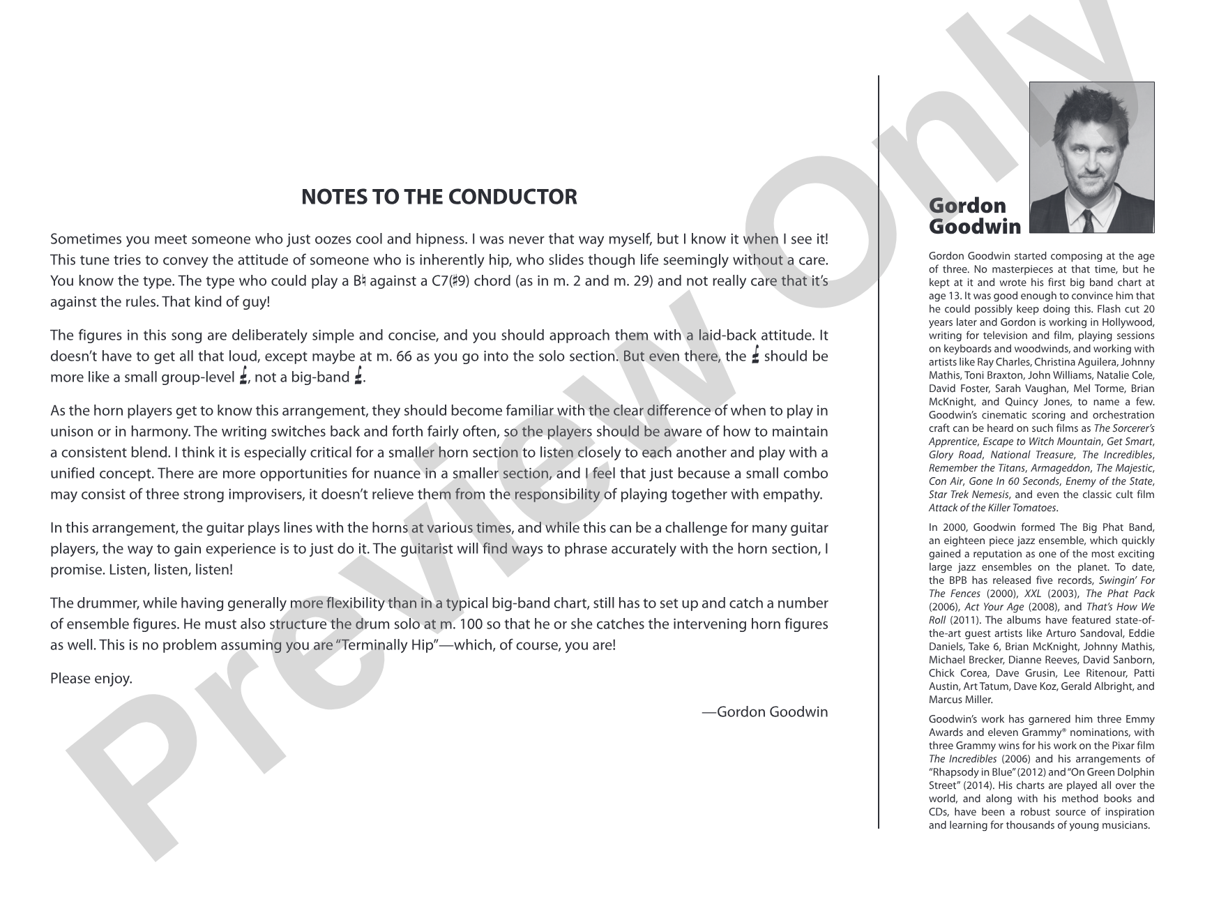 Terminally Hip: Jazz Ensemble Conductor Score & Parts