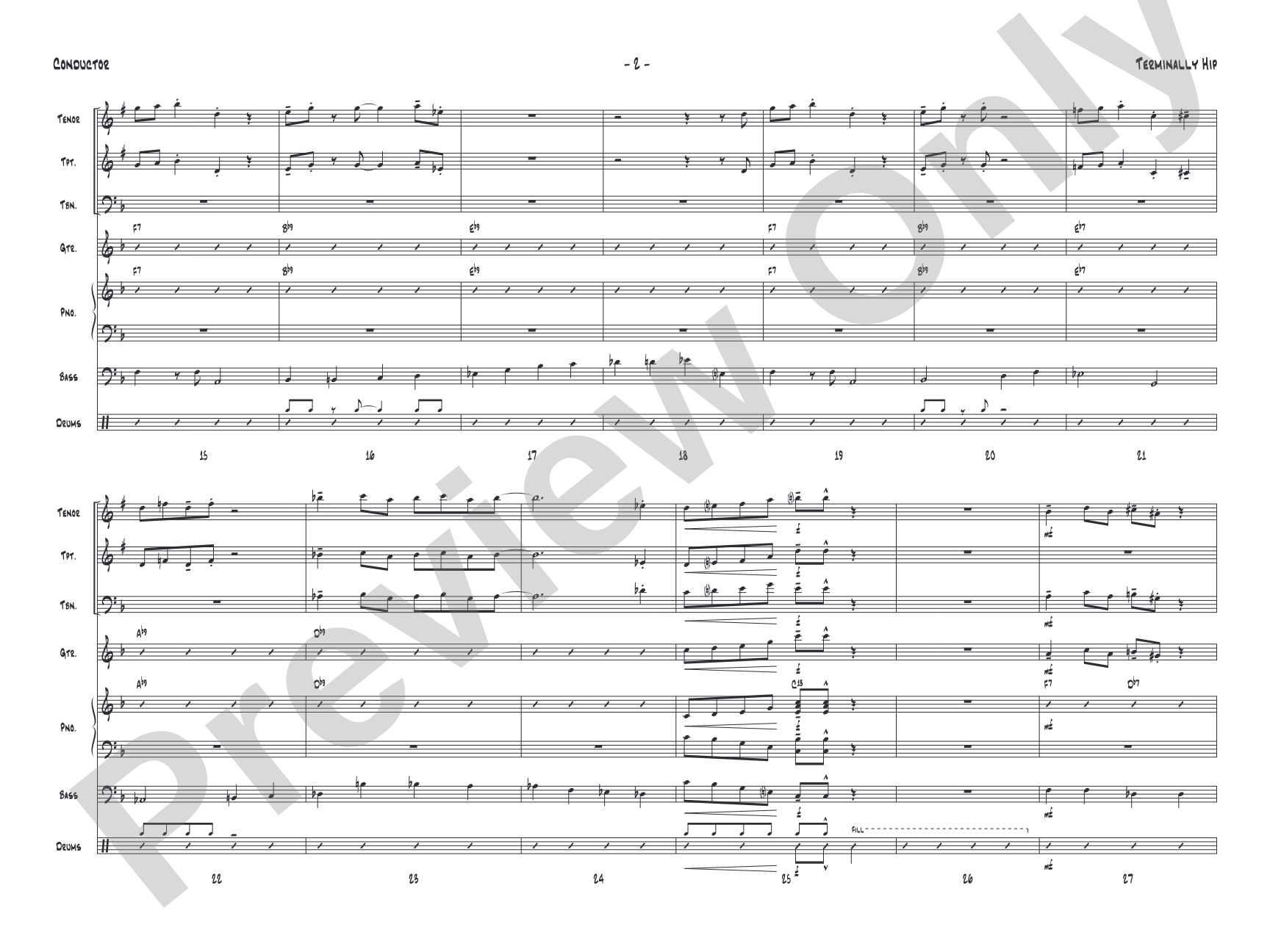 Terminally Hip: Jazz Ensemble Conductor Score & Parts