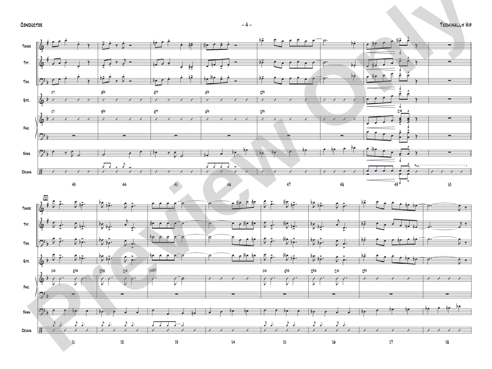 Terminally Hip: Jazz Ensemble Conductor Score & Parts