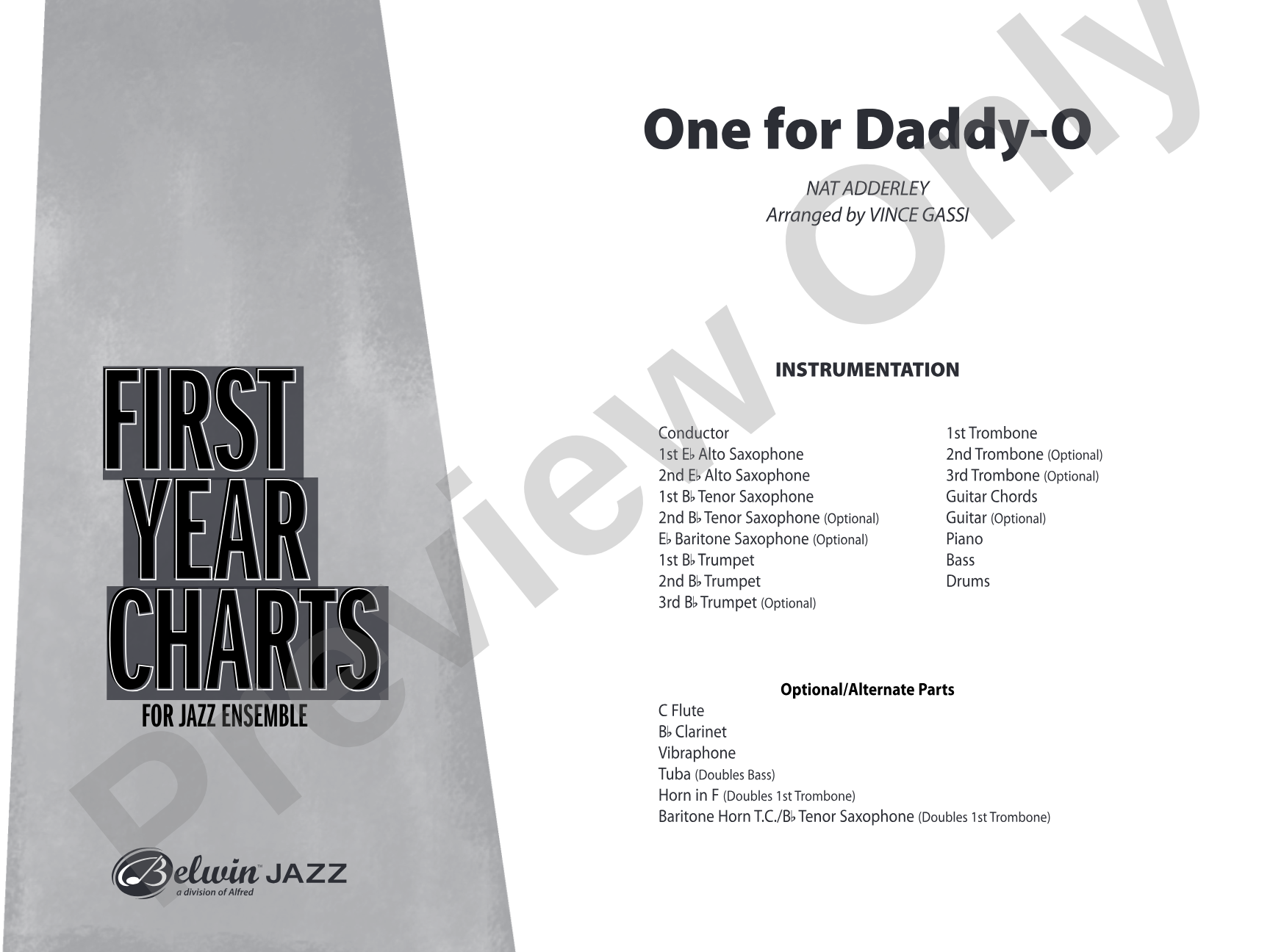 One for Daddy-O: Jazz Ensemble Conductor Score & Parts