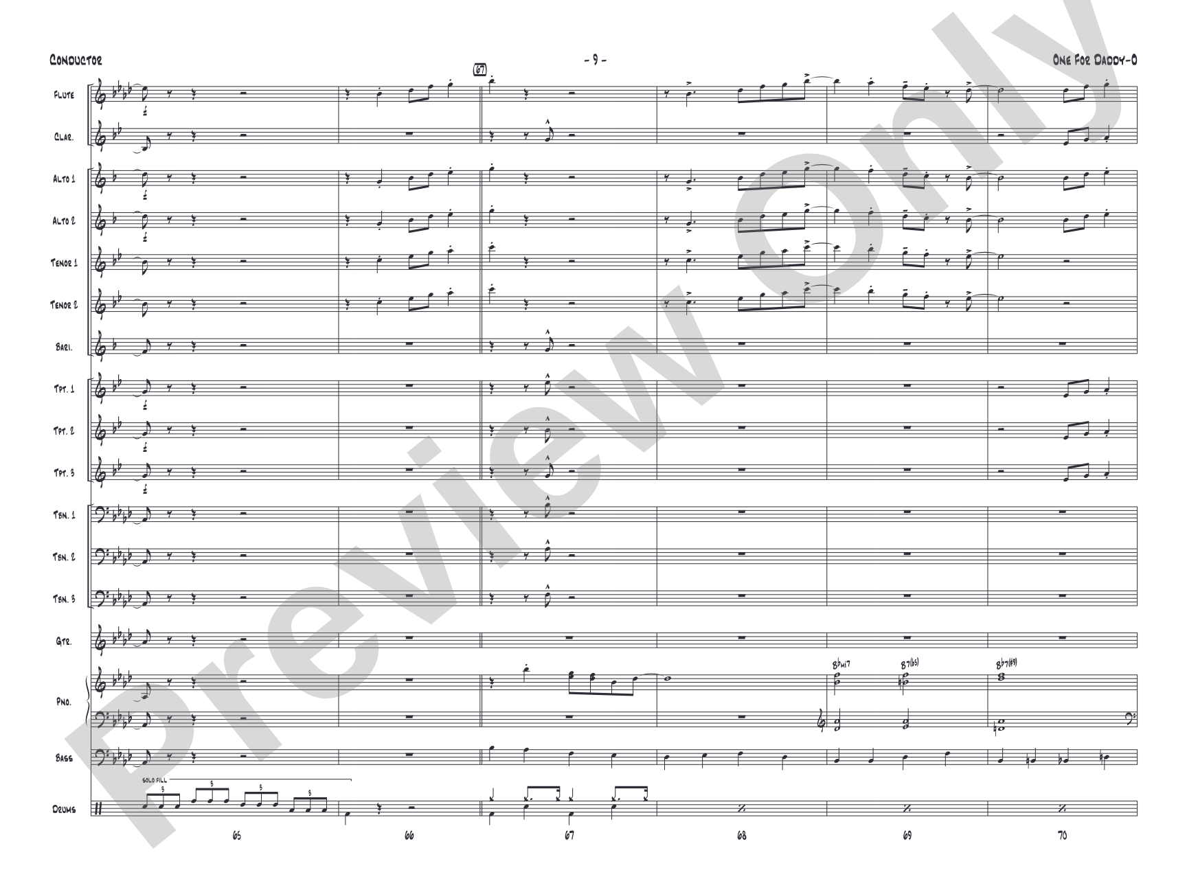 One for Daddy-O: Jazz Ensemble Conductor Score & Parts
