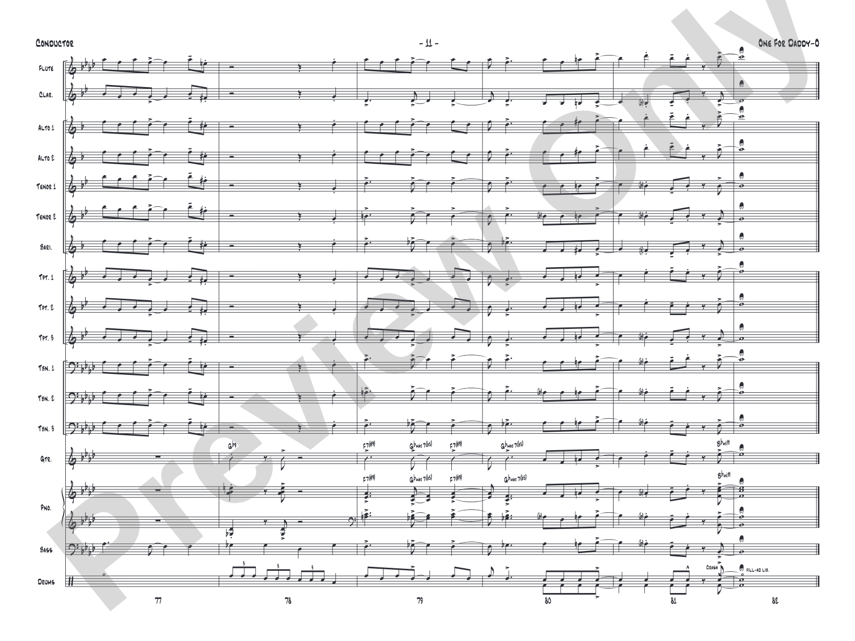 One for Daddy-O: Jazz Ensemble Conductor Score & Parts