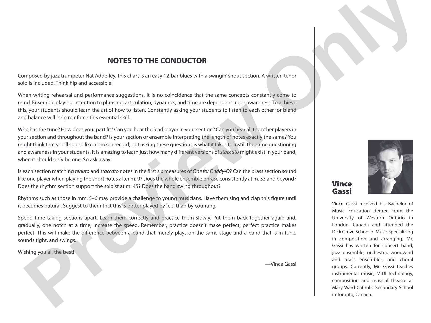 One for Daddy-O: Jazz Ensemble Conductor Score & Parts