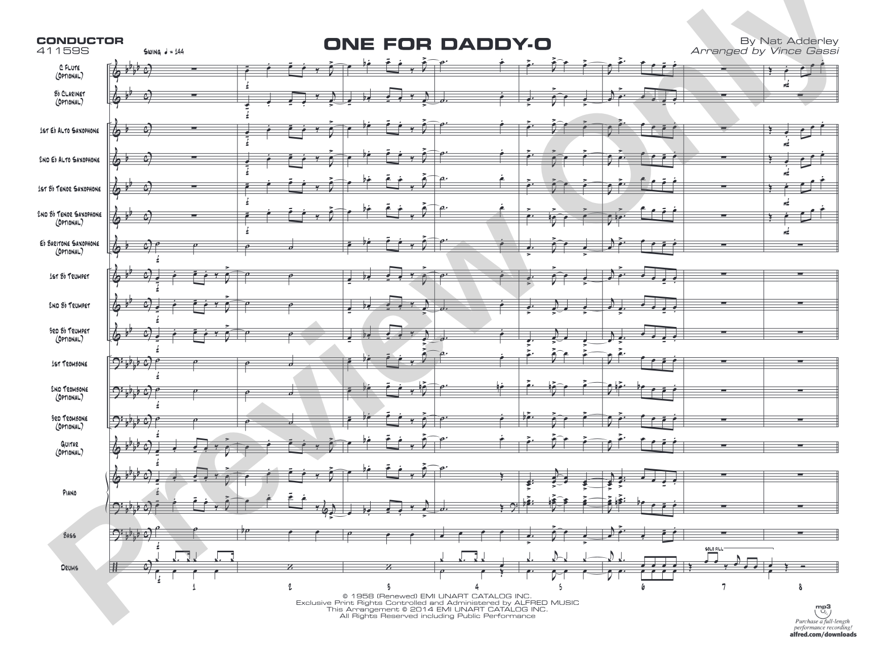 One for Daddy-O: Jazz Ensemble Conductor Score & Parts