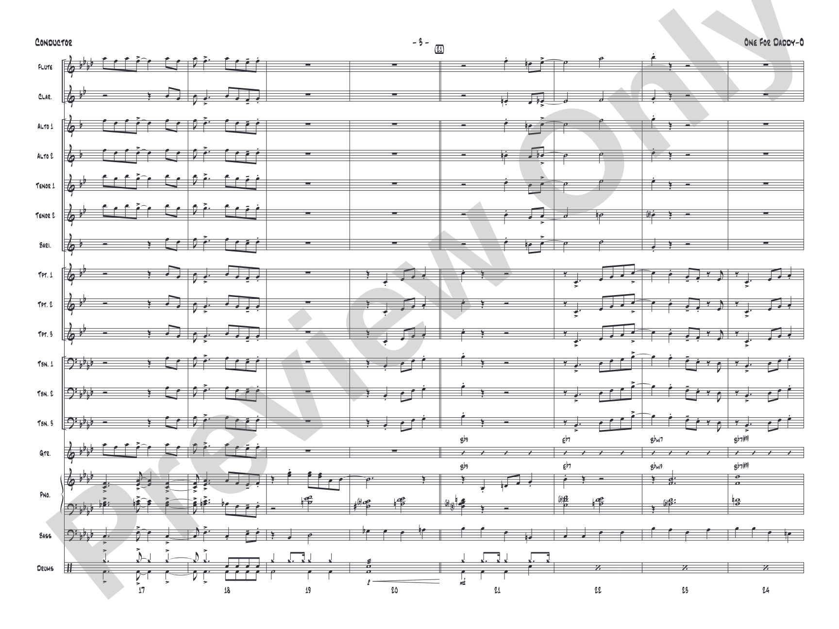 One for Daddy-O: Jazz Ensemble Conductor Score & Parts