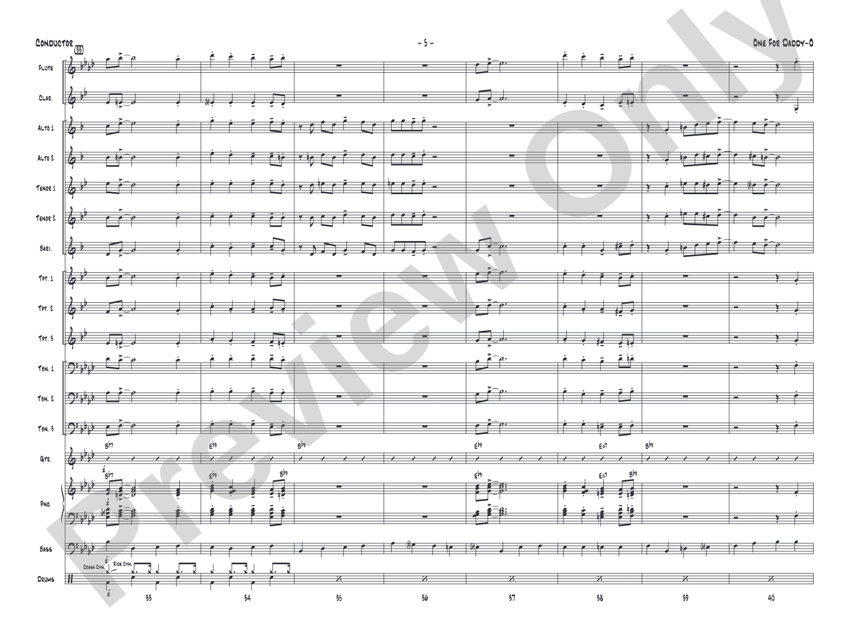 One for Daddy-O: Jazz Ensemble Conductor Score & Parts