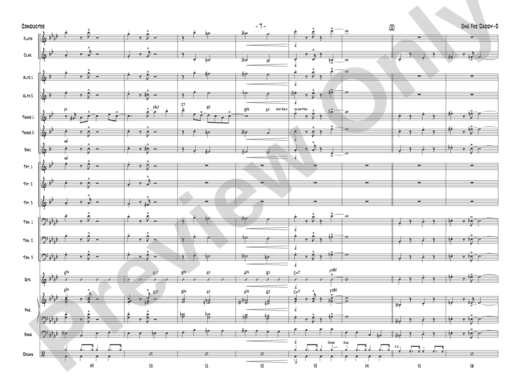 One for Daddy-O: Jazz Ensemble Conductor Score & Parts