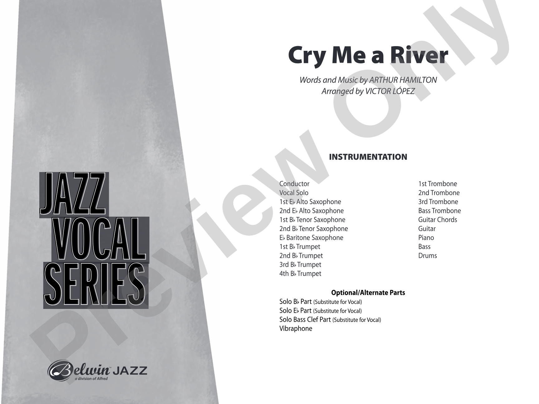 Cry Me a River: Vocal Solo with Jazz Ensemble Conductor Score & Parts