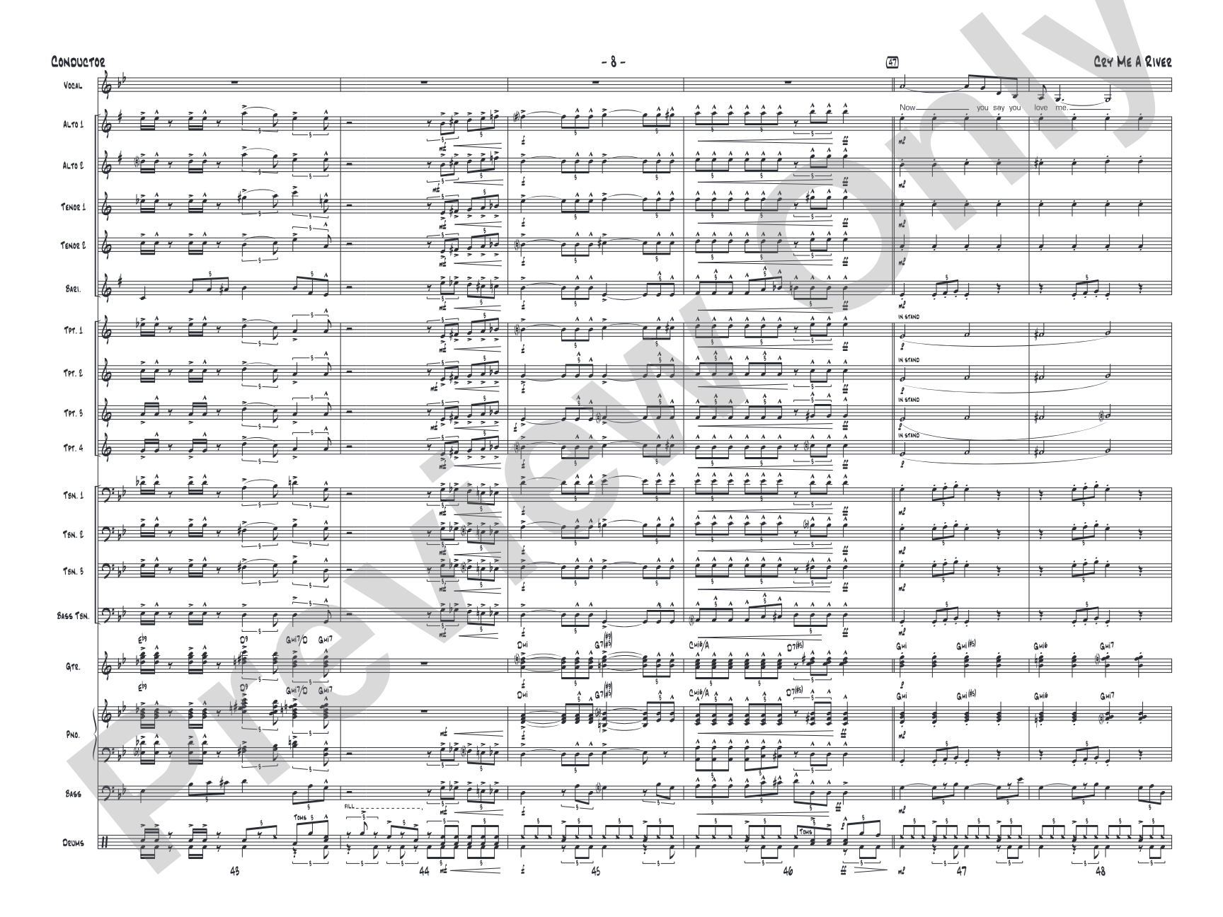 Cry Me a River: Vocal Solo with Jazz Ensemble Conductor Score & Parts
