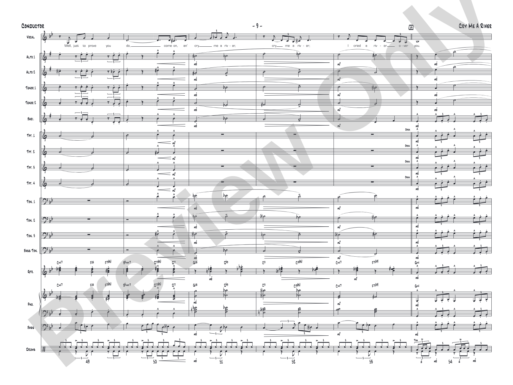 Cry Me a River: Vocal Solo with Jazz Ensemble Conductor Score & Parts