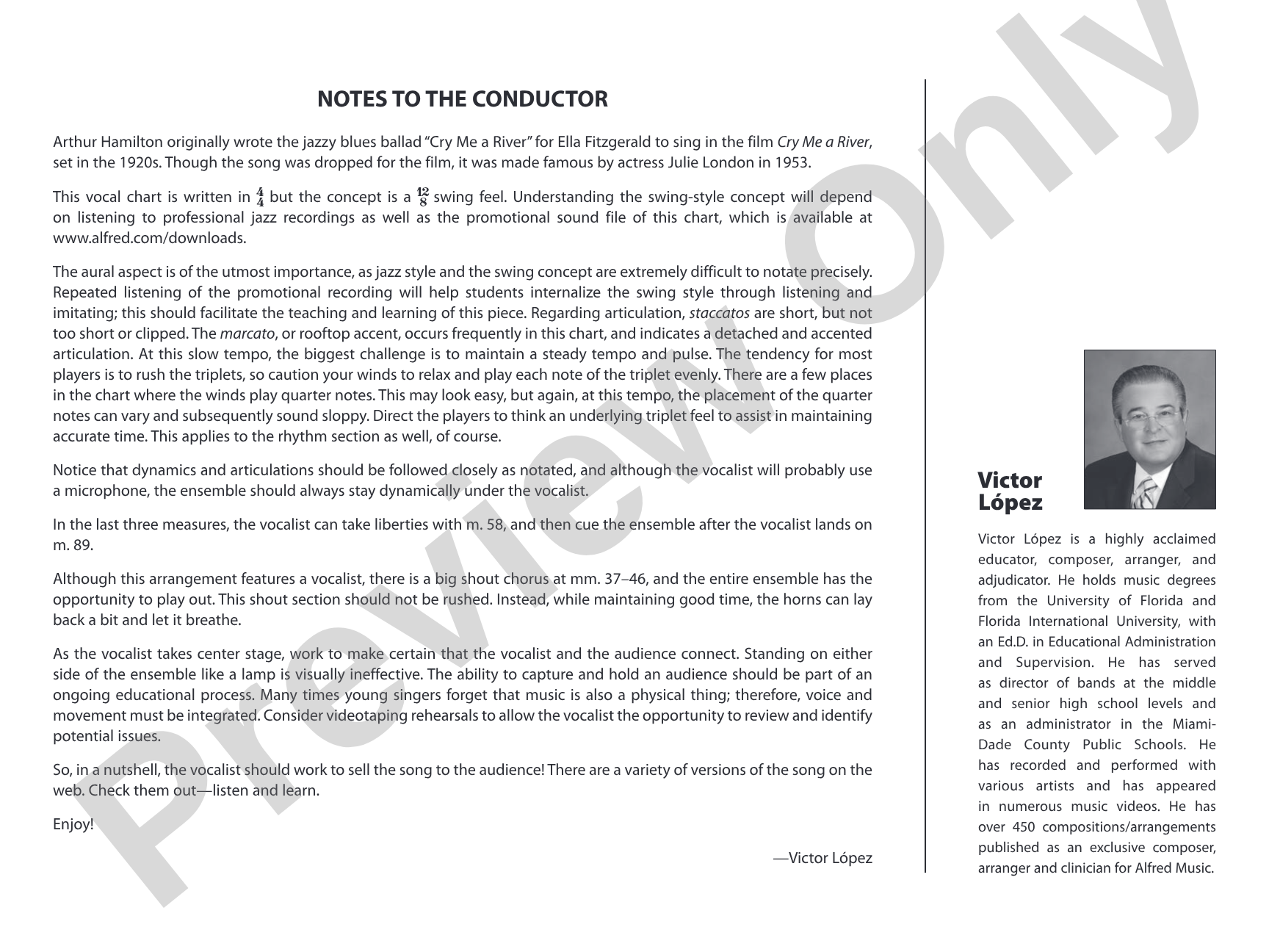 Cry Me a River: Vocal Solo with Jazz Ensemble Conductor Score & Parts