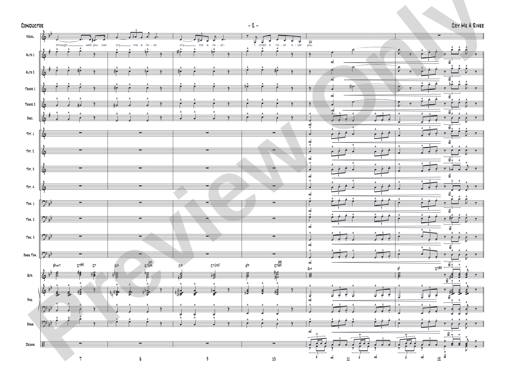 Cry Me a River: Vocal Solo with Jazz Ensemble Conductor Score & Parts