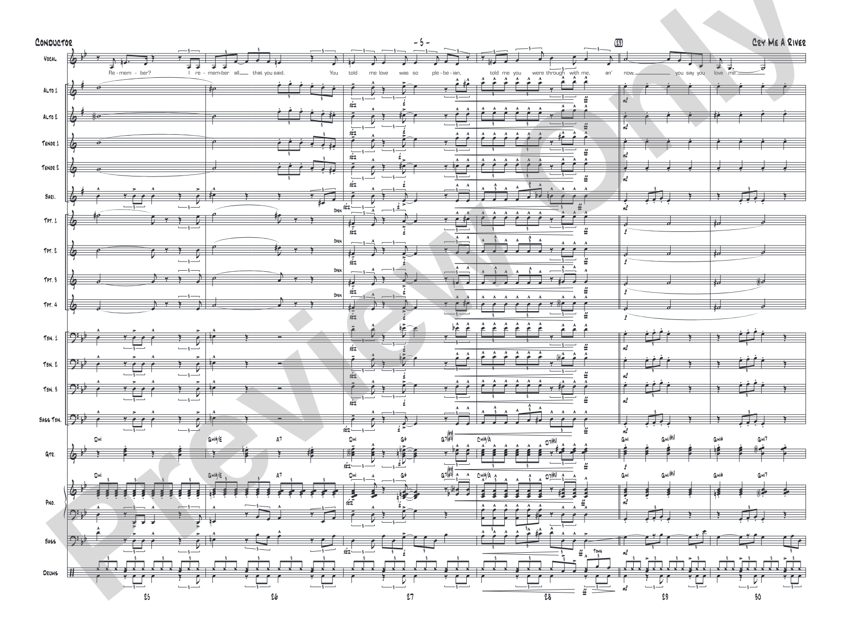 Cry Me a River: Vocal Solo with Jazz Ensemble Conductor Score & Parts