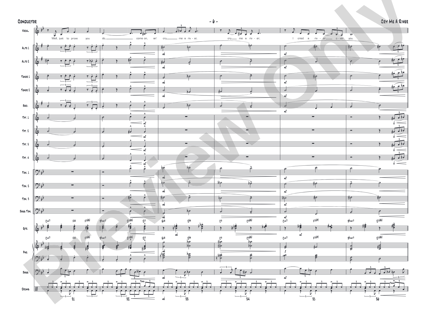 Cry Me a River: Vocal Solo with Jazz Ensemble Conductor Score & Parts