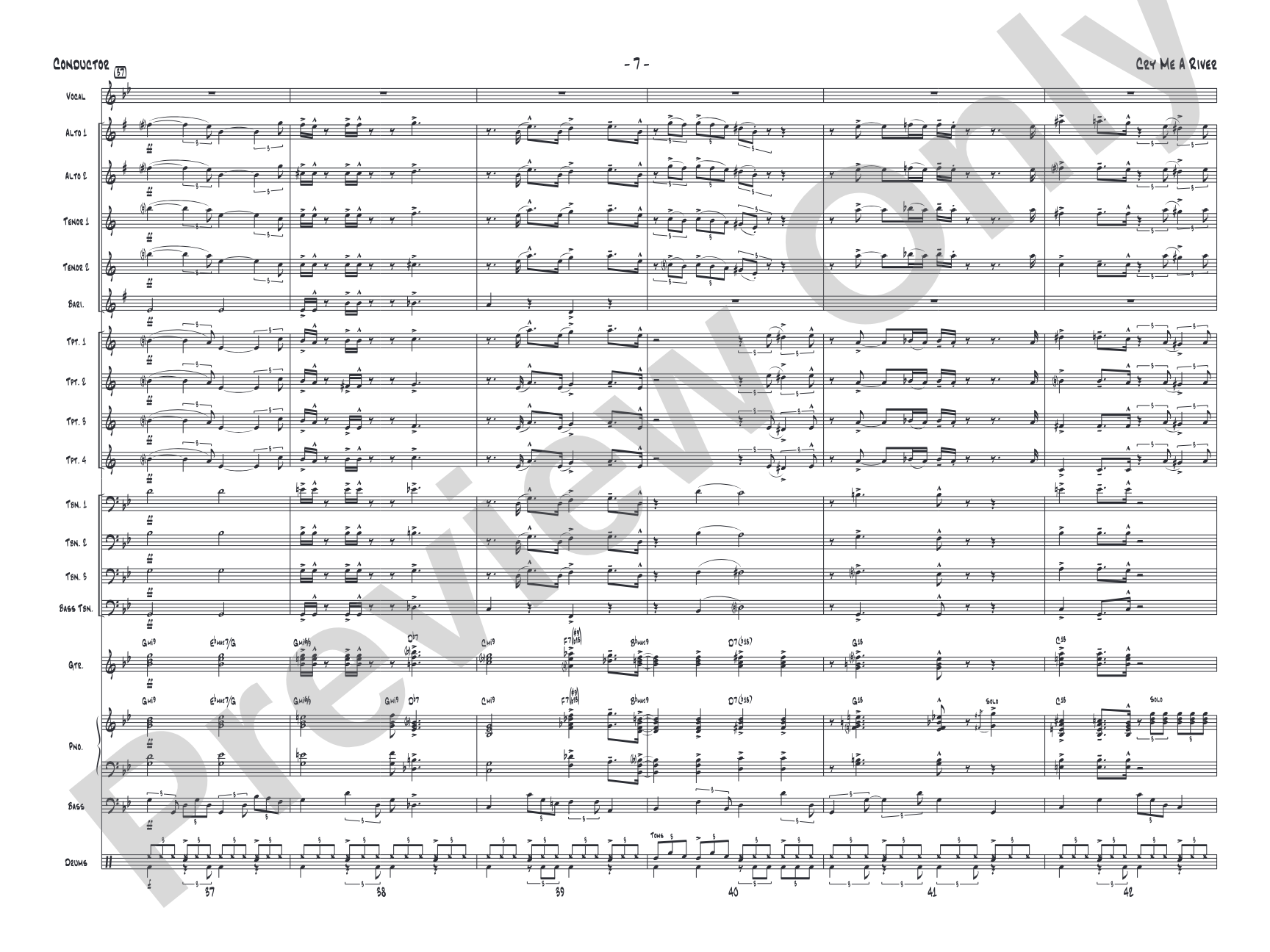 Cry Me a River: Vocal Solo with Jazz Ensemble Conductor Score & Parts