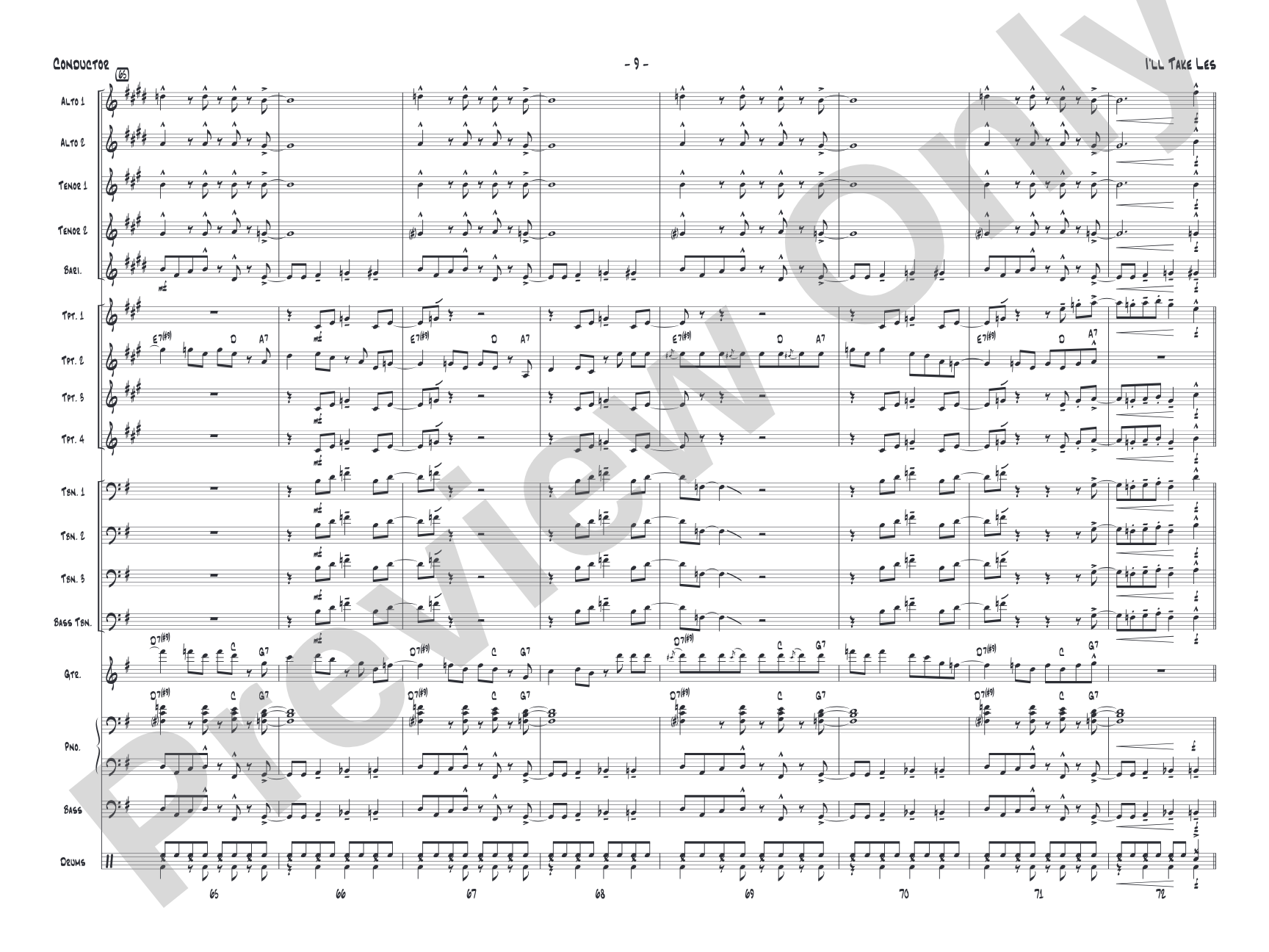 I'll Take Les: Jazz Ensemble Conductor Score & Parts