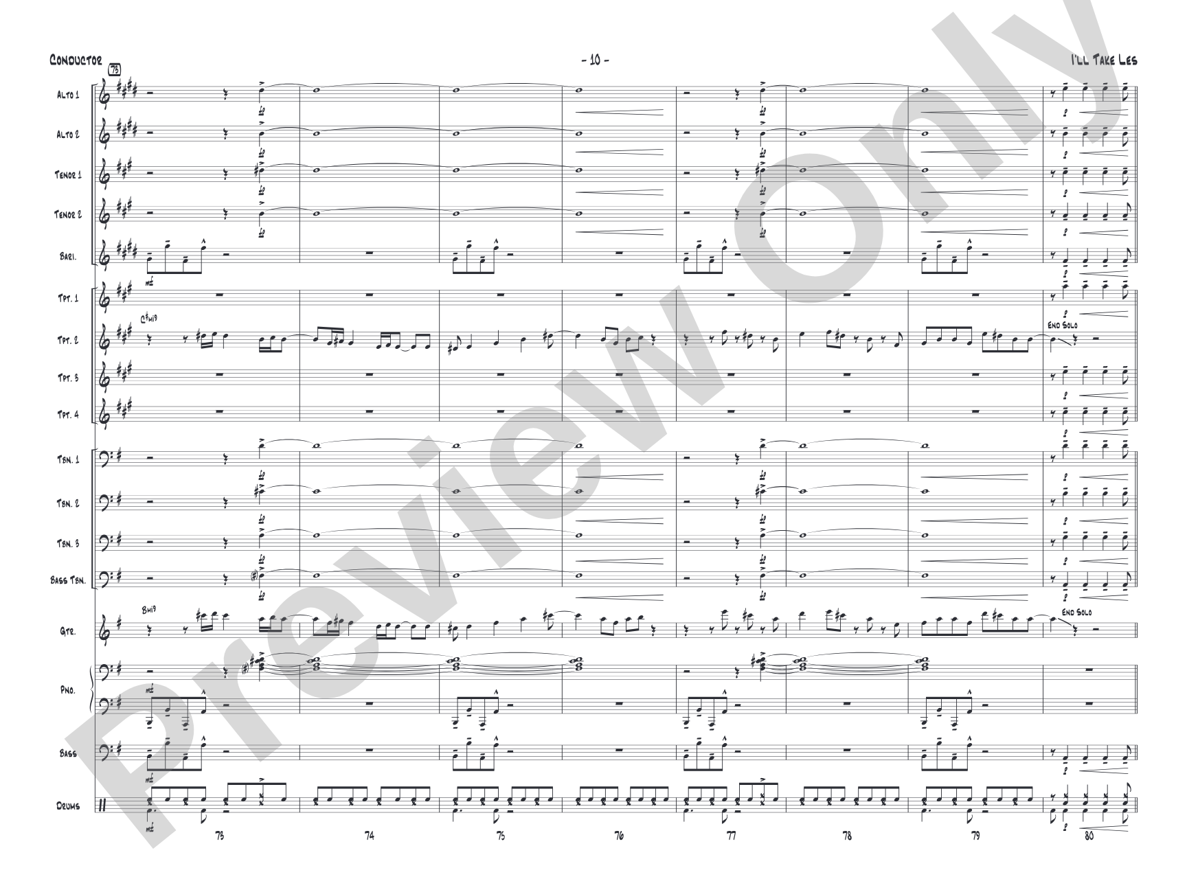 I'll Take Les: Jazz Ensemble Conductor Score & Parts