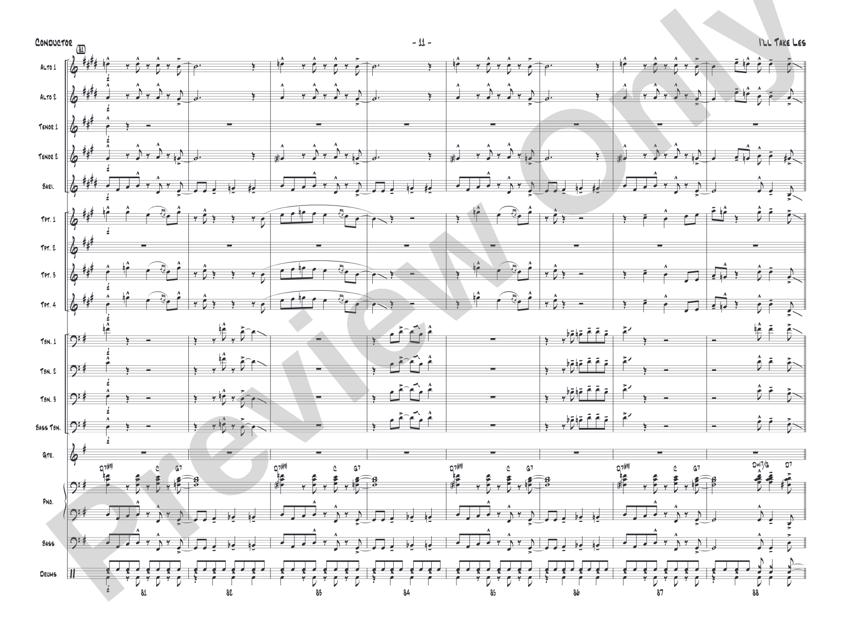 I'll Take Les: Jazz Ensemble Conductor Score & Parts
