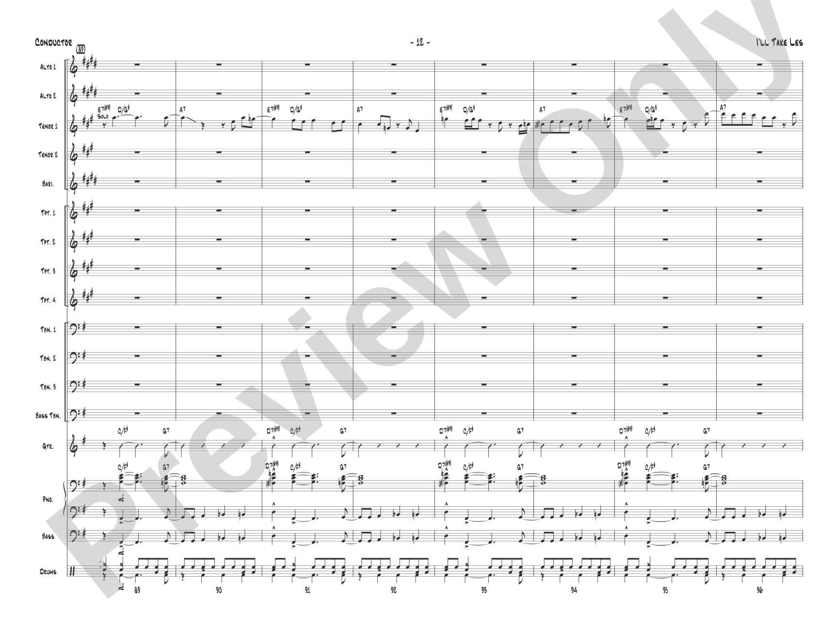 I'll Take Les: Jazz Ensemble Conductor Score & Parts