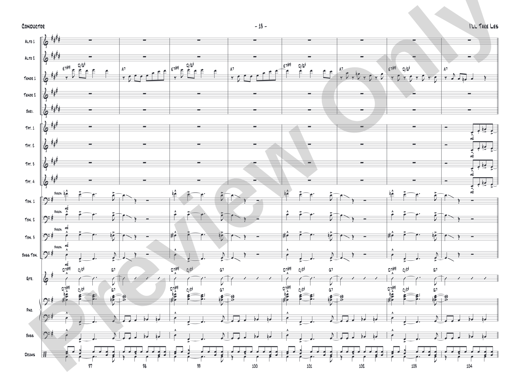 I'll Take Les: Jazz Ensemble Conductor Score & Parts