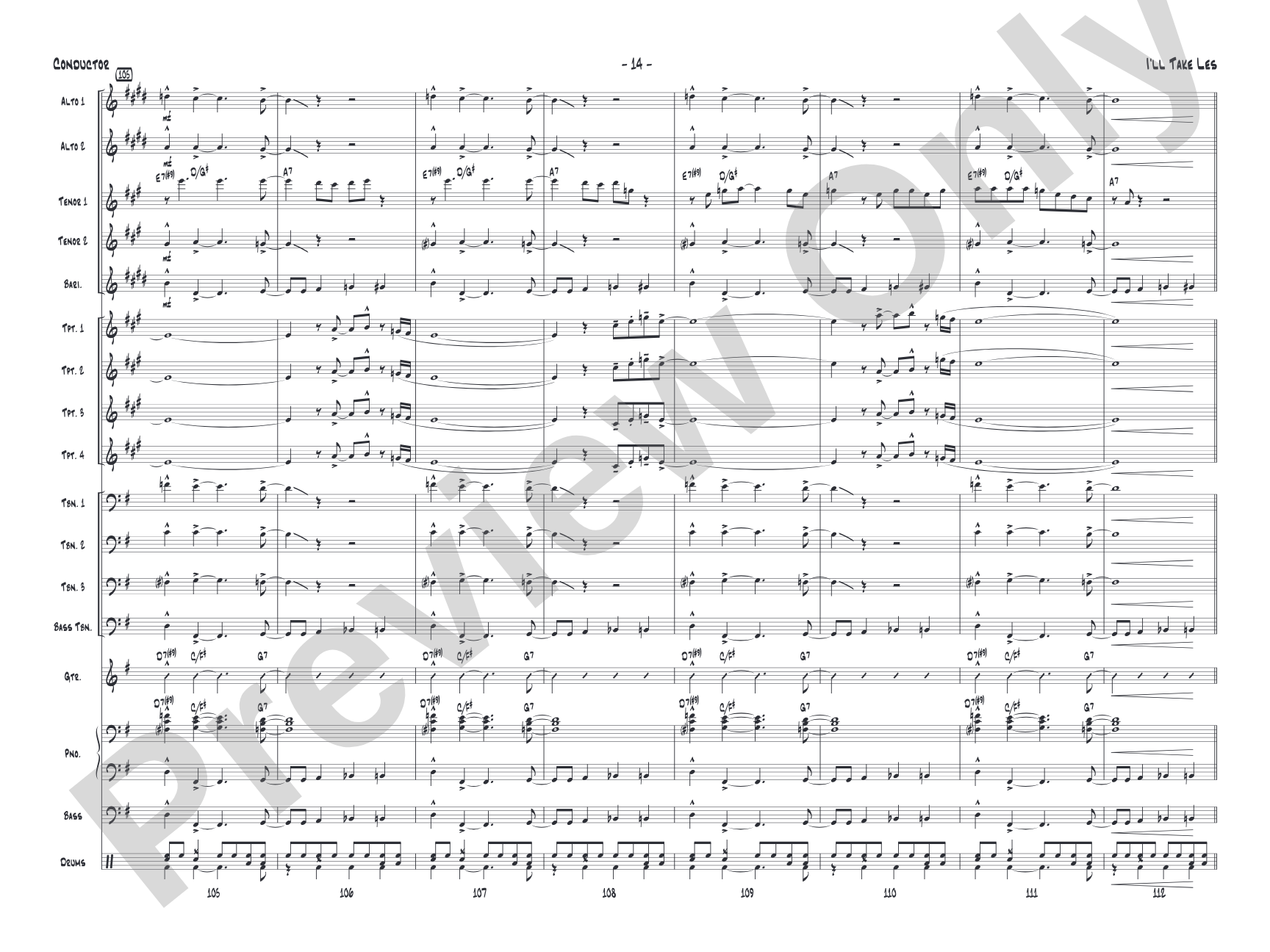 I'll Take Les: Jazz Ensemble Conductor Score & Parts