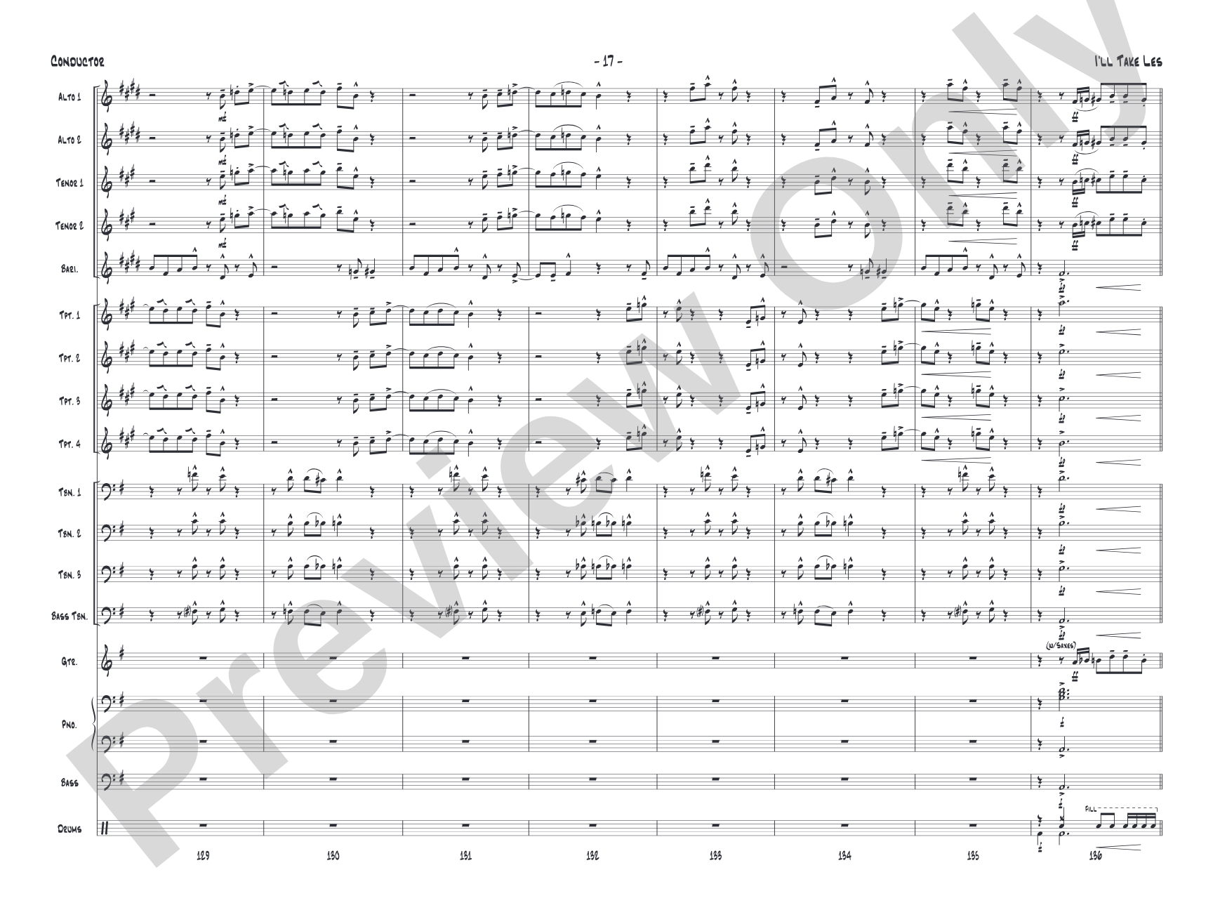 I'll Take Les: Jazz Ensemble Conductor Score & Parts